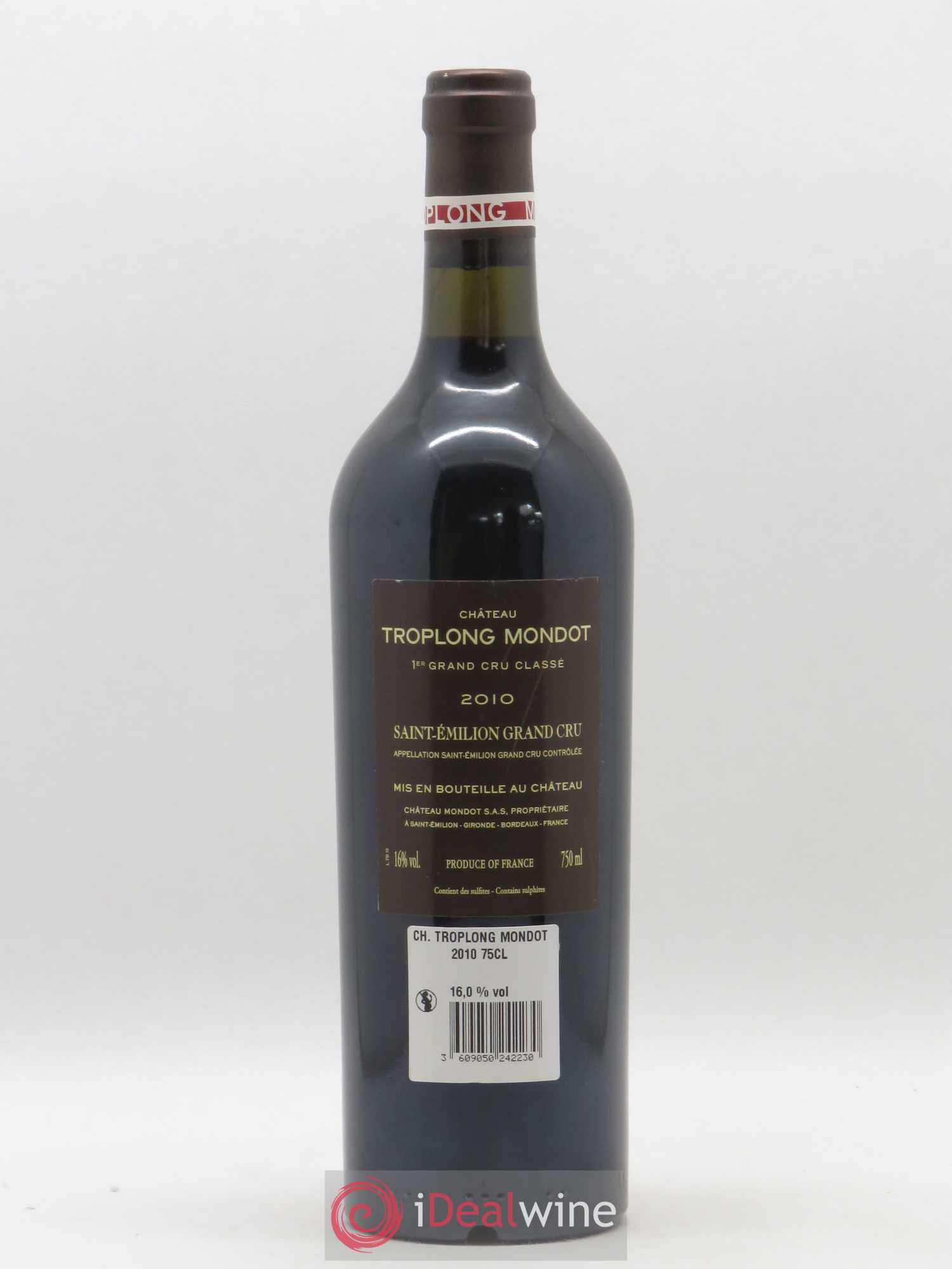 Château Troplong Mondot 1er Grand Cru Classé B 2010 - Lot de 1 bouteille - 1