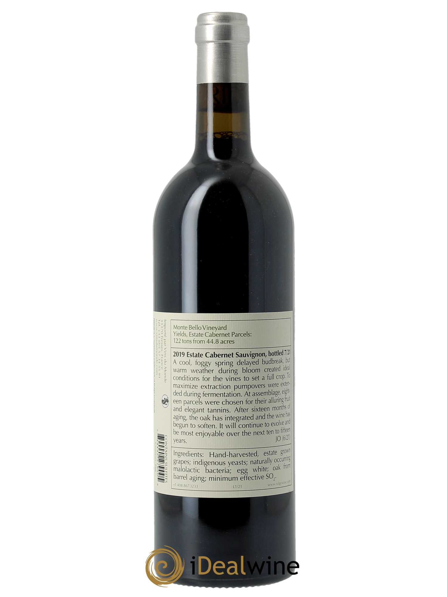 Santa Cruz Moutains Ridge Vineyards Estate Cabernet 2019 - Lot de 1 bouteille - 1