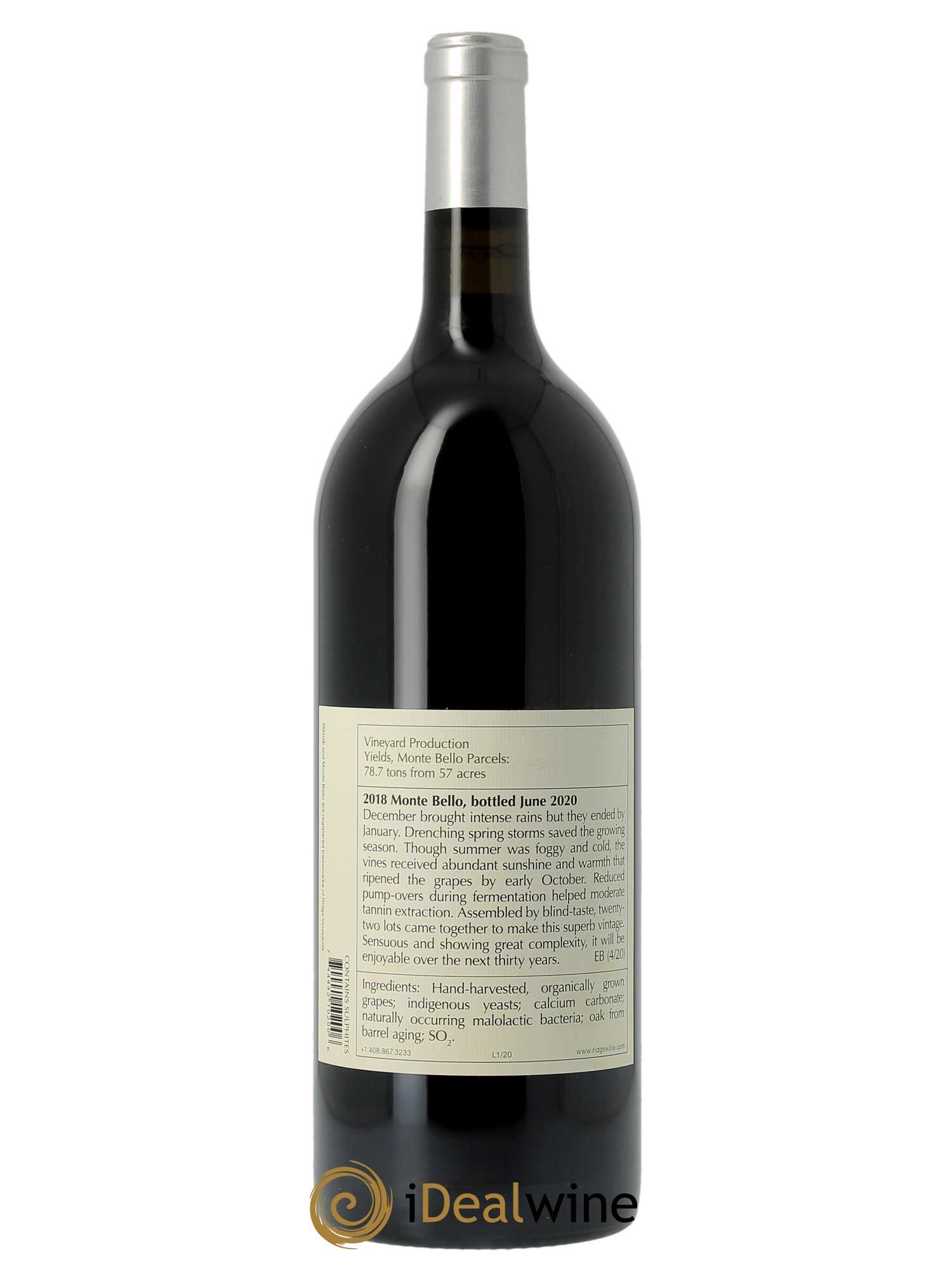 Santa Cruz Mountains Monte Bello Ridge Vineyards 2018 - Lot de 1 magnum - 1