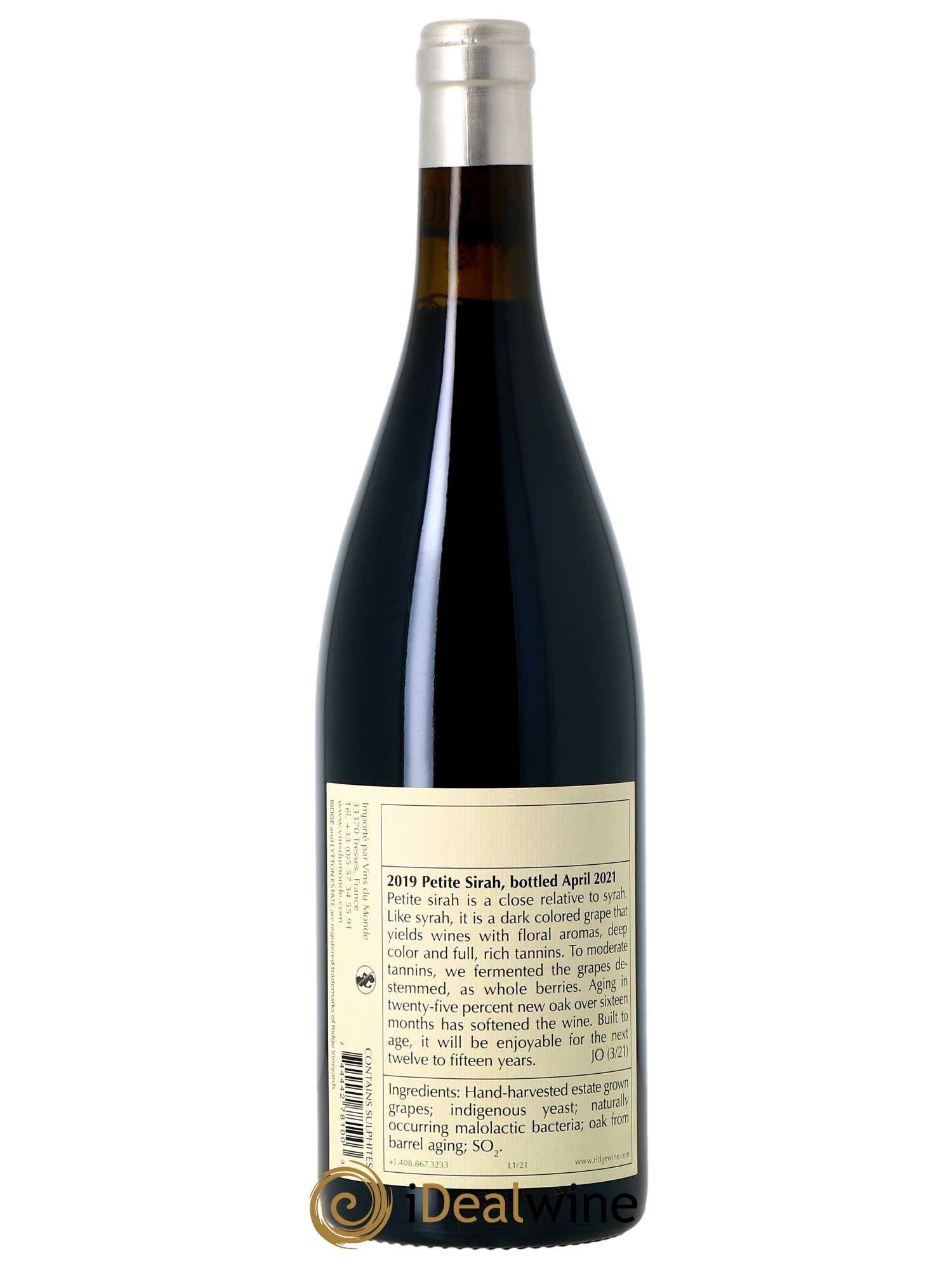 Dry Creek Valley Lytton Estate Petite Sirah Ridge Vineyards 2019 - Lot of 1 bottle - 1