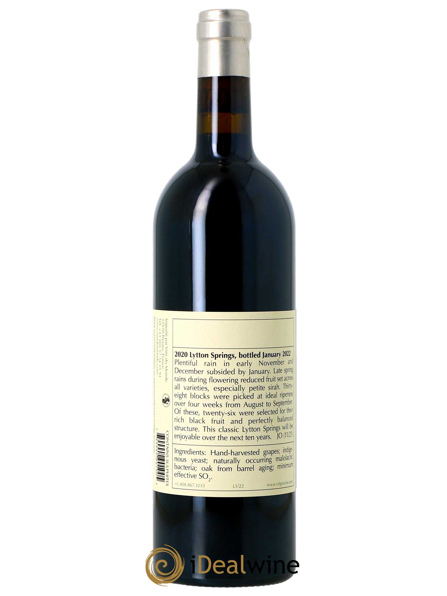 Dry Creek Valley Lytton Estate Zinfandel Ridge Vineyards 2020 - Lot of 1 bottle - 1