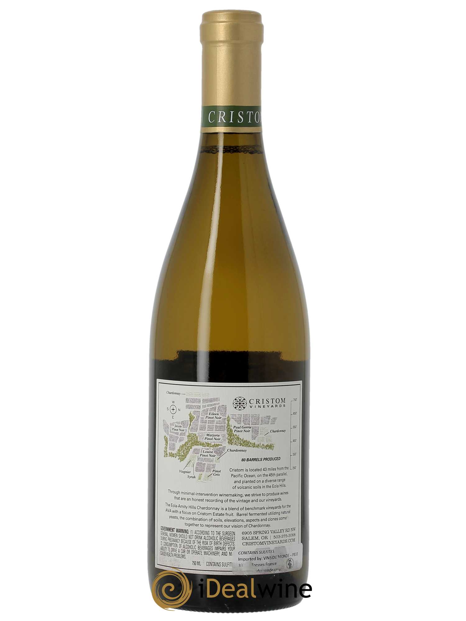 Willamette Valley Chardonnay Ne pas utiliser Cristom Vineyards 2020 - Lot of 1 bottle - 1