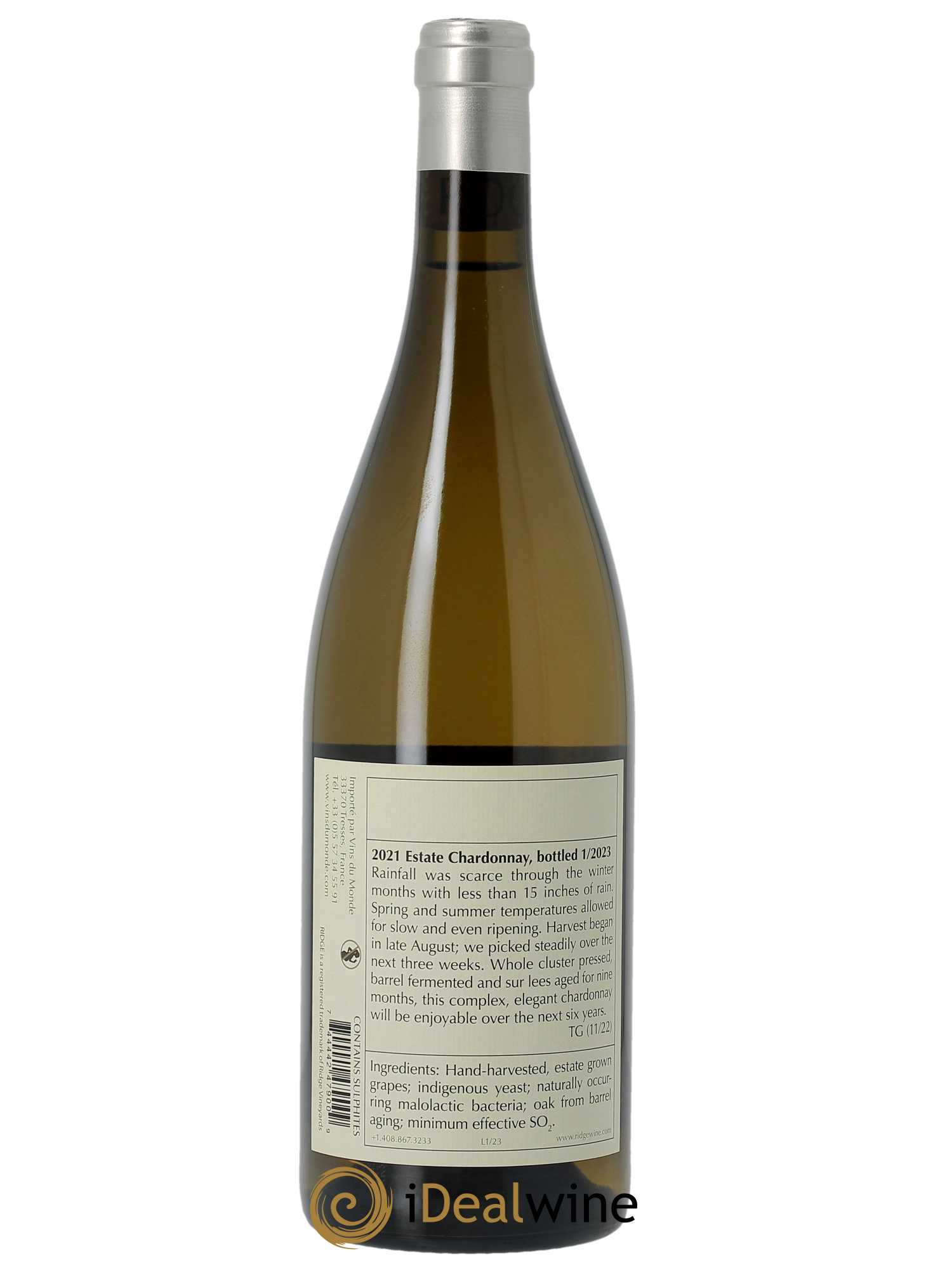 Santa Cruz Mountains Ridge Vineyards Estate Chardonnay Ridge Vineyards 2021 - Lot of 1 bottle - 1