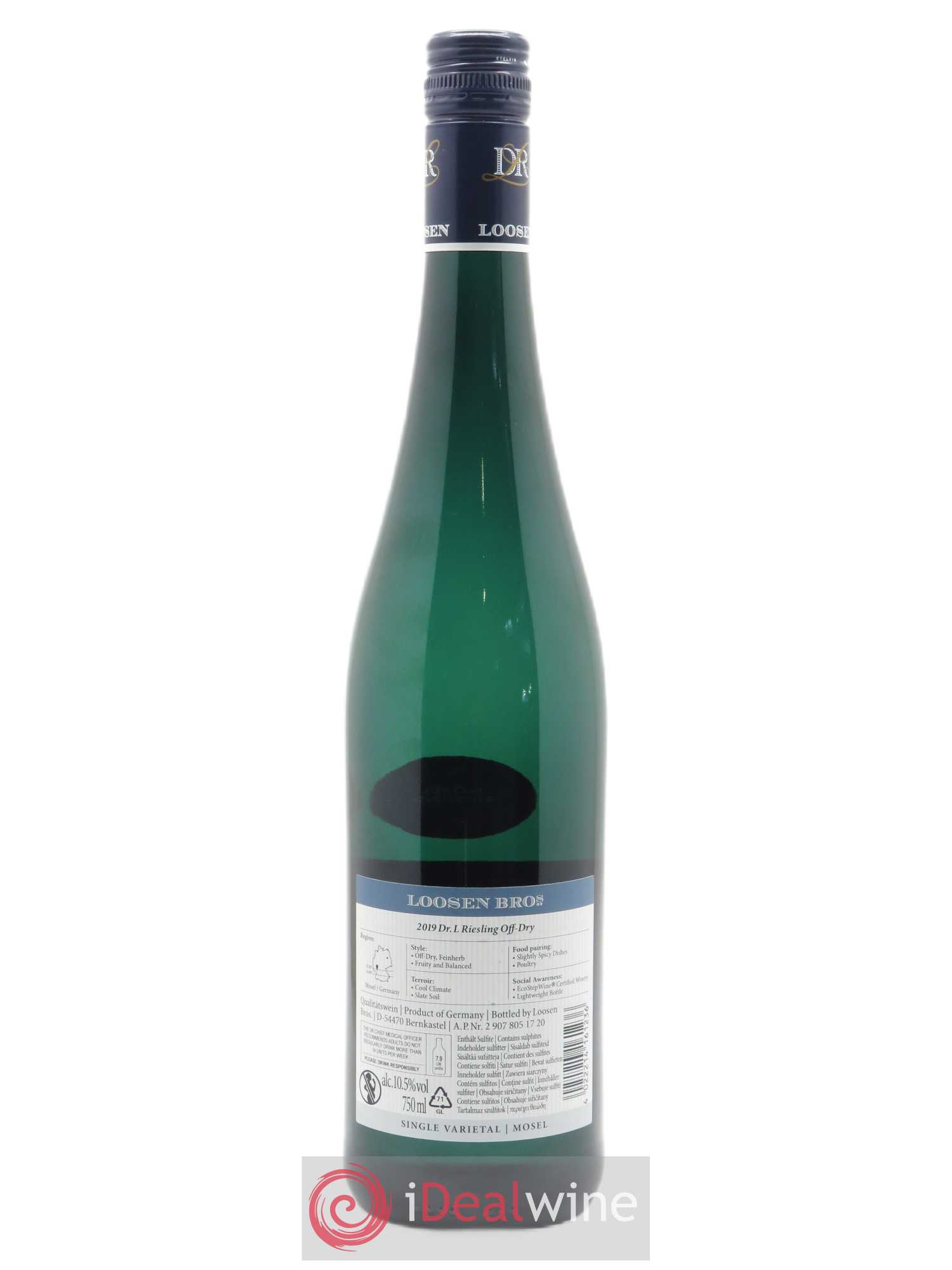 Riesling Dr. Loosen Qualitatswein Feinherb 2019 - Lot de 1 bouteille - 1