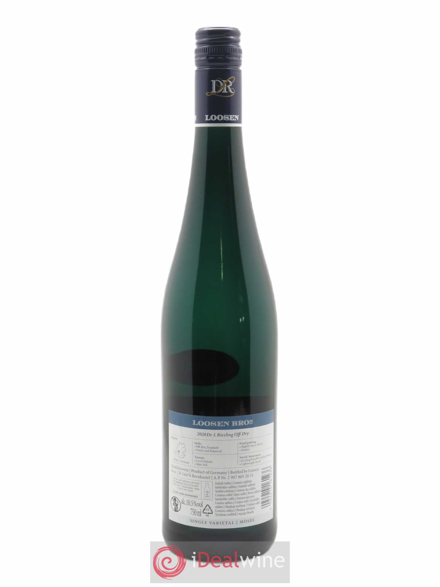Riesling Dr. Loosen Qualitatswein Feinherb 2020 - Lot de 1 bouteille - 1