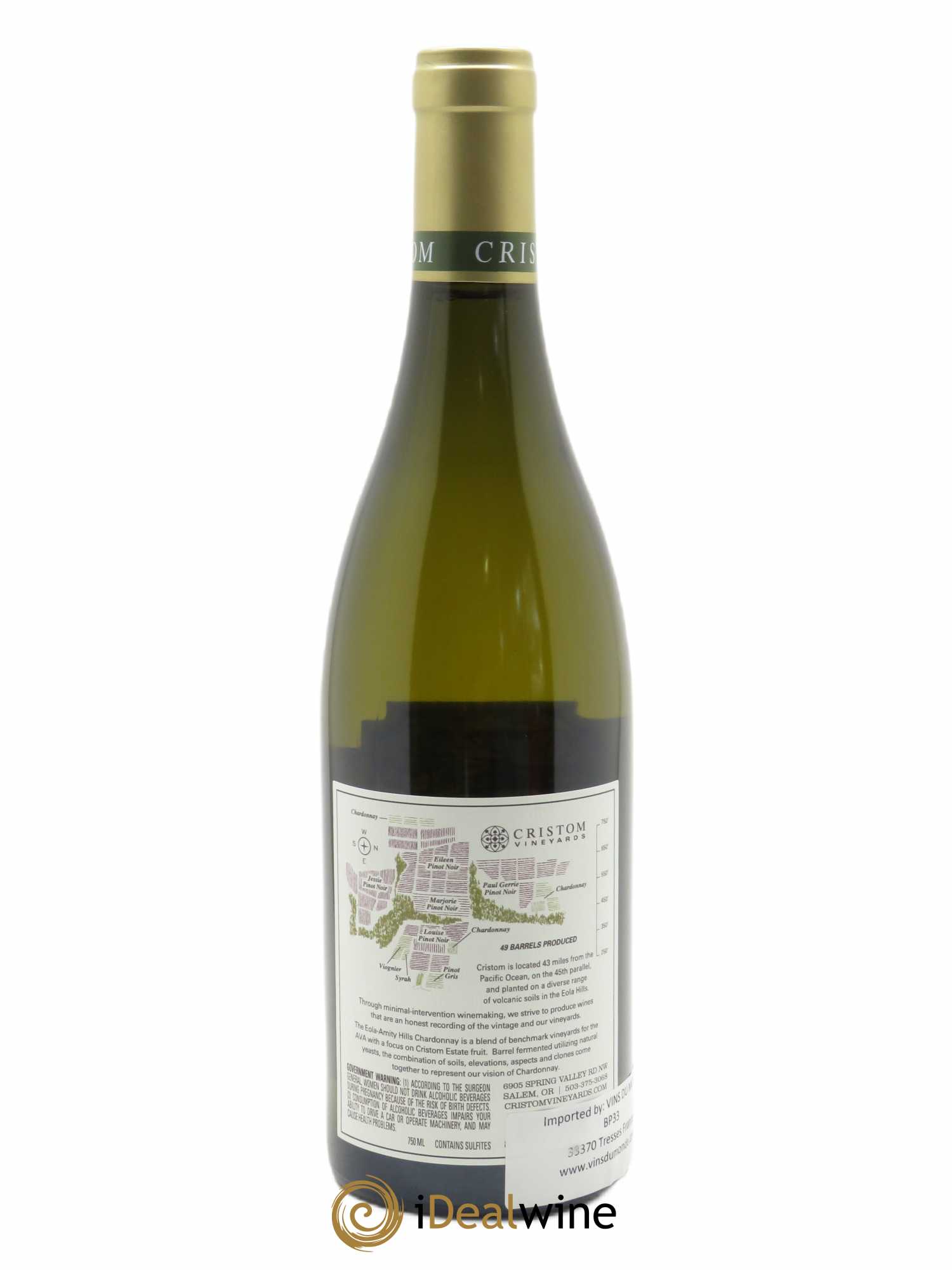 Willamette Valley Chardonnay Ne pas utiliser Cristom Vineyards 2019 - Lot de 1 bouteille - 1