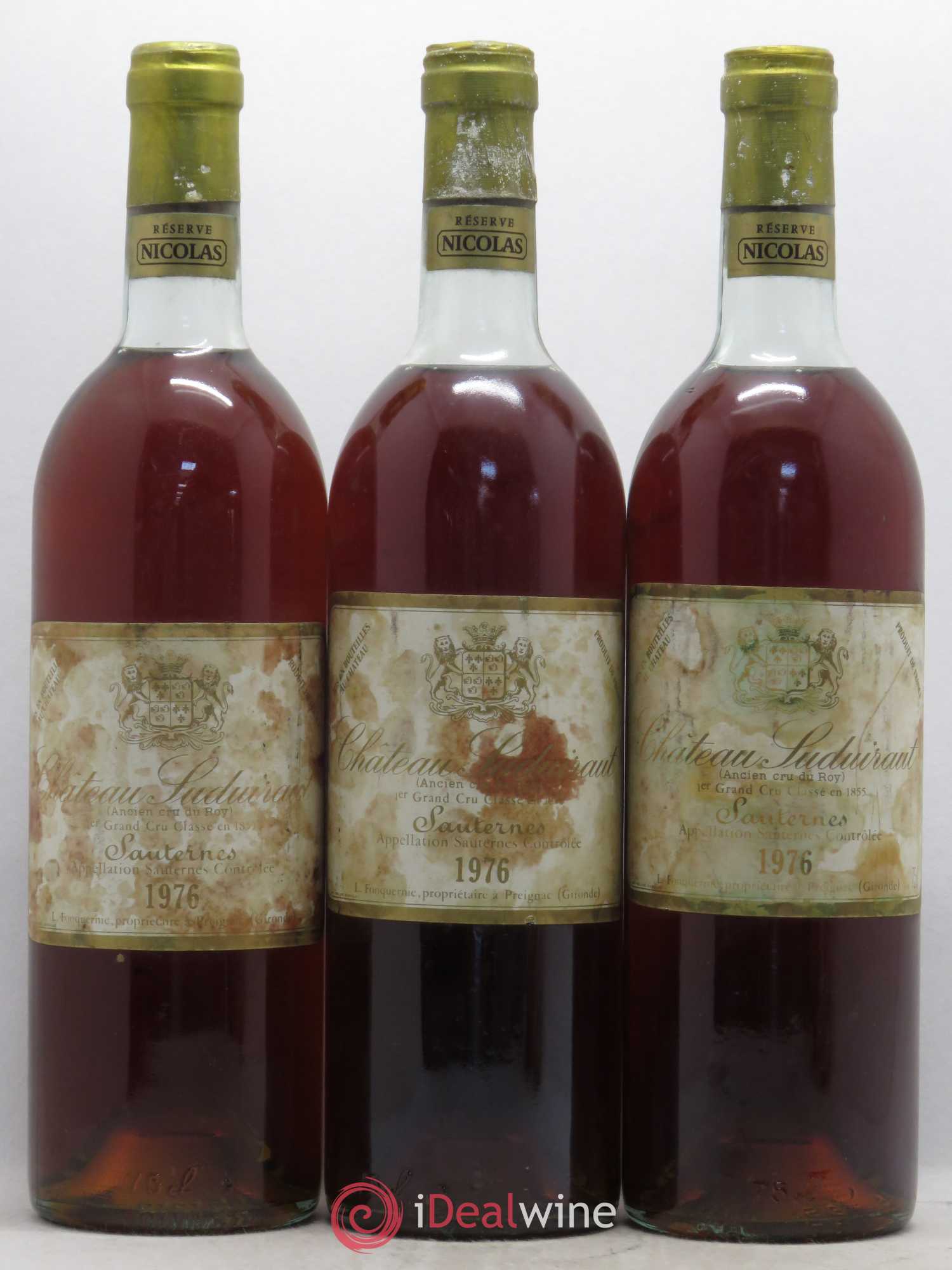 Château Suduiraut 1er Grand Cru Classé 1976 - Lotto di 3 bottiglie - 0