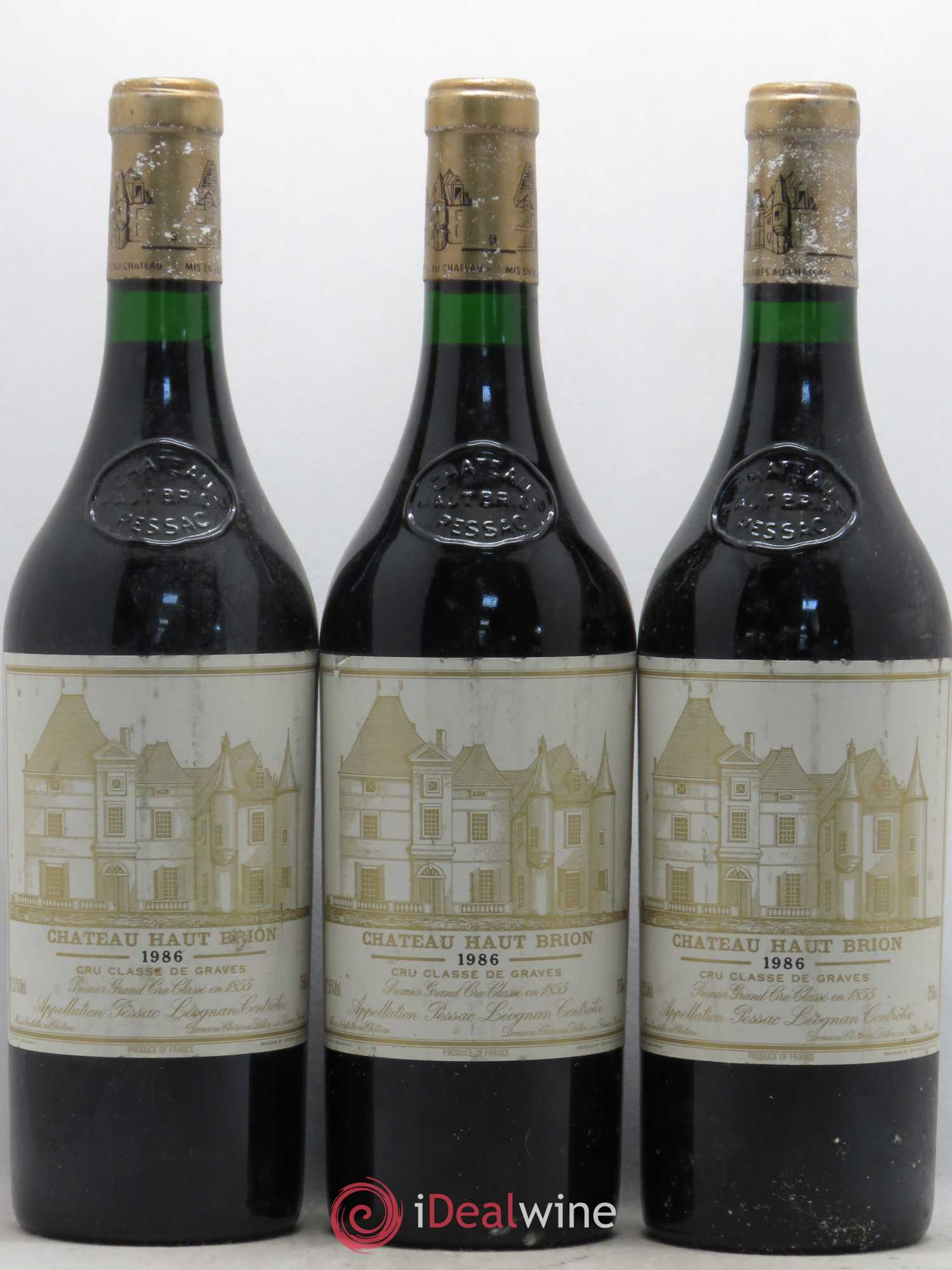 Château Haut Brion 1er Grand Cru Classé 1986 - Lot de 3 bouteilles - 0