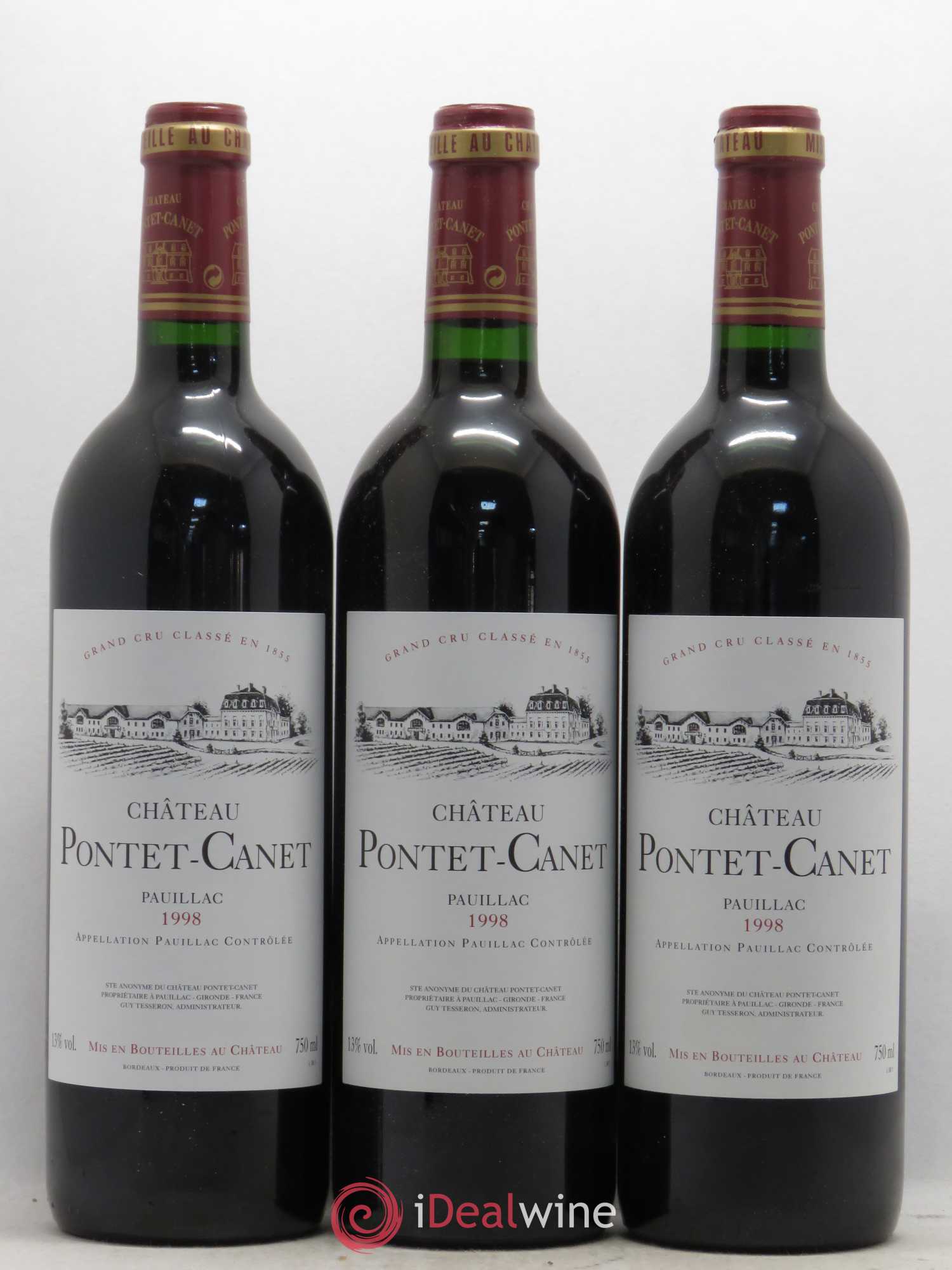 Château Pontet Canet 5ème Grand Cru Classé 1998 - Lot de 12 bouteilles - 1