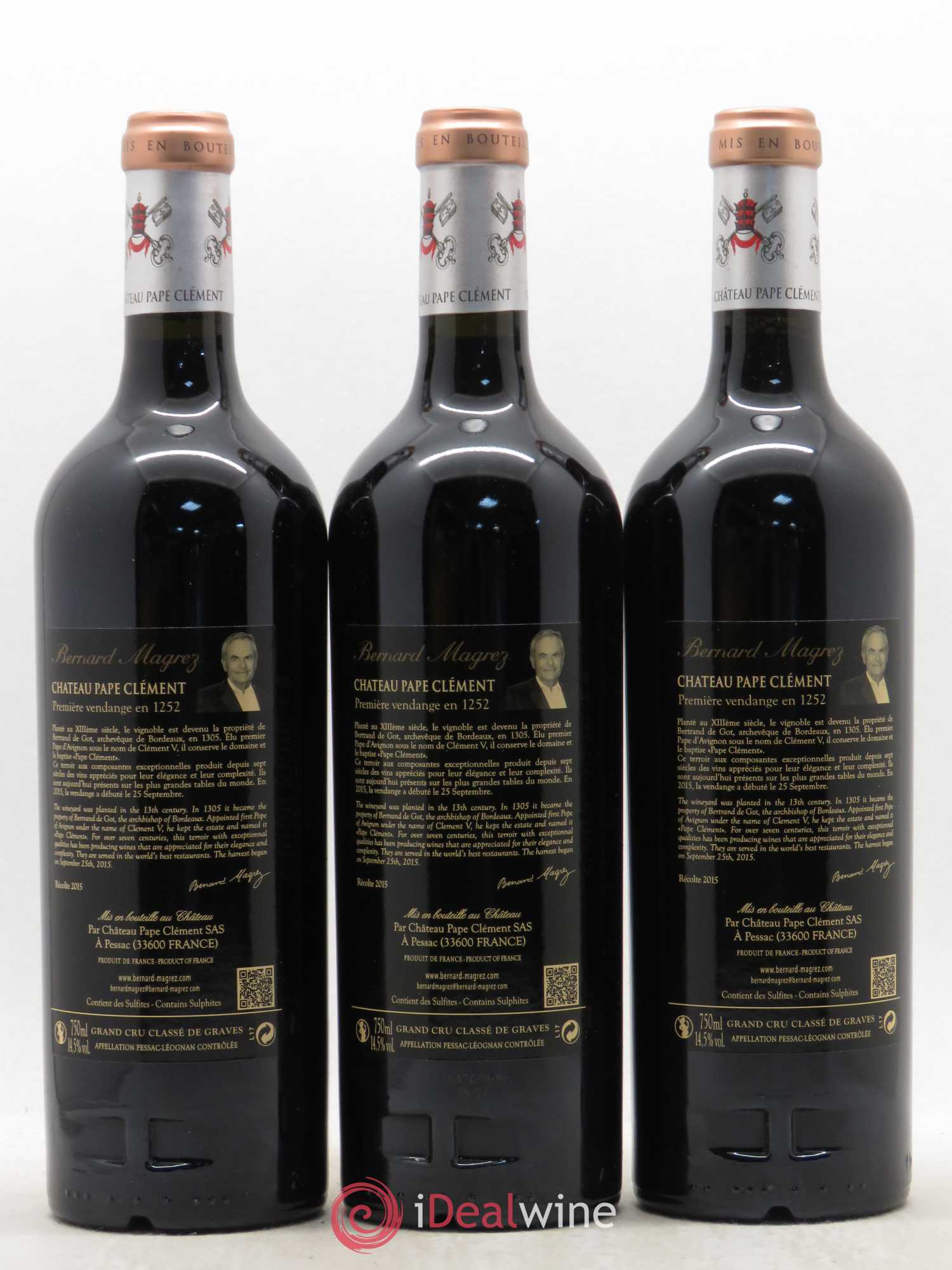Château Pape Clément Cru Classé de Graves 2015 - Lot de 3 bouteilles - 1