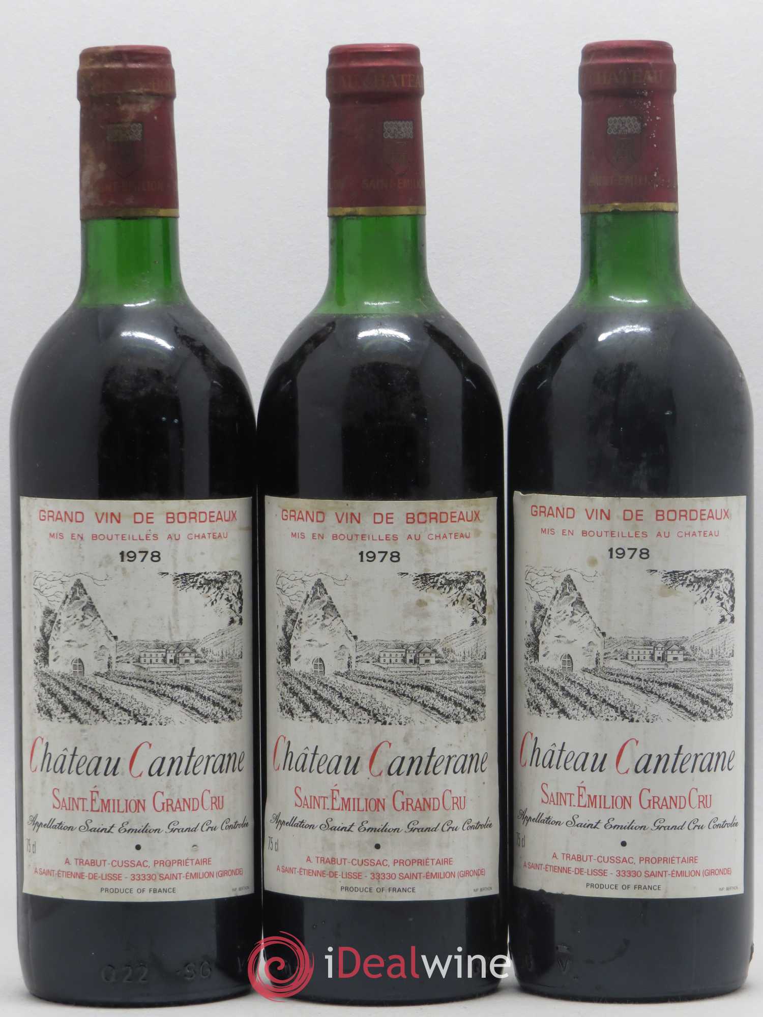 Saint-Émilion Grand Cru Château Canterane (sans prix de réserve) 1978 - Posten von 3 Flaschen - 0