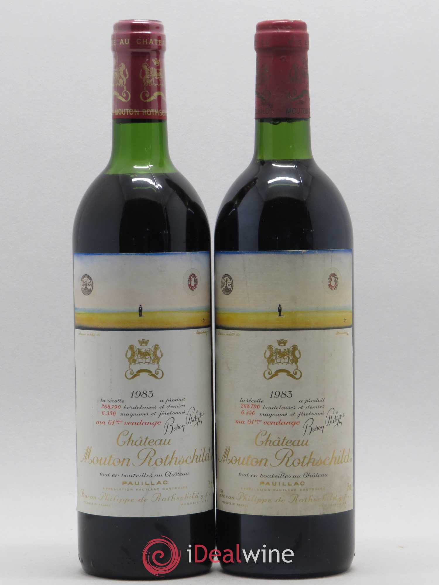 Château Mouton Rothschild 1er Grand Cru Classé 1983 - Lot de 2 bouteilles - 0