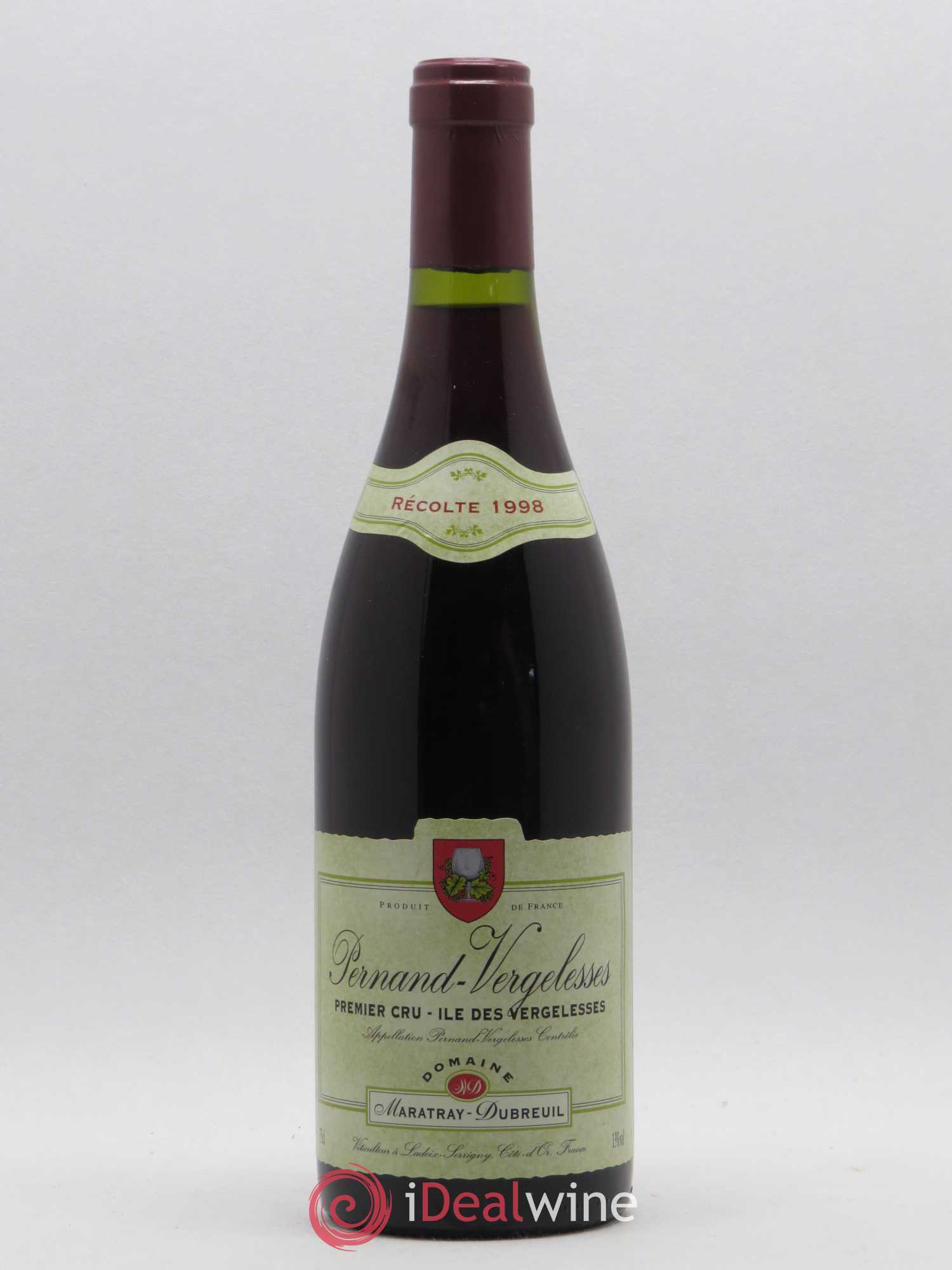 Pernand-Vergelesses 1er Cru Île des vergelesses Maratray Dubreuil 1998 - Posten von 1 Flasche - 0