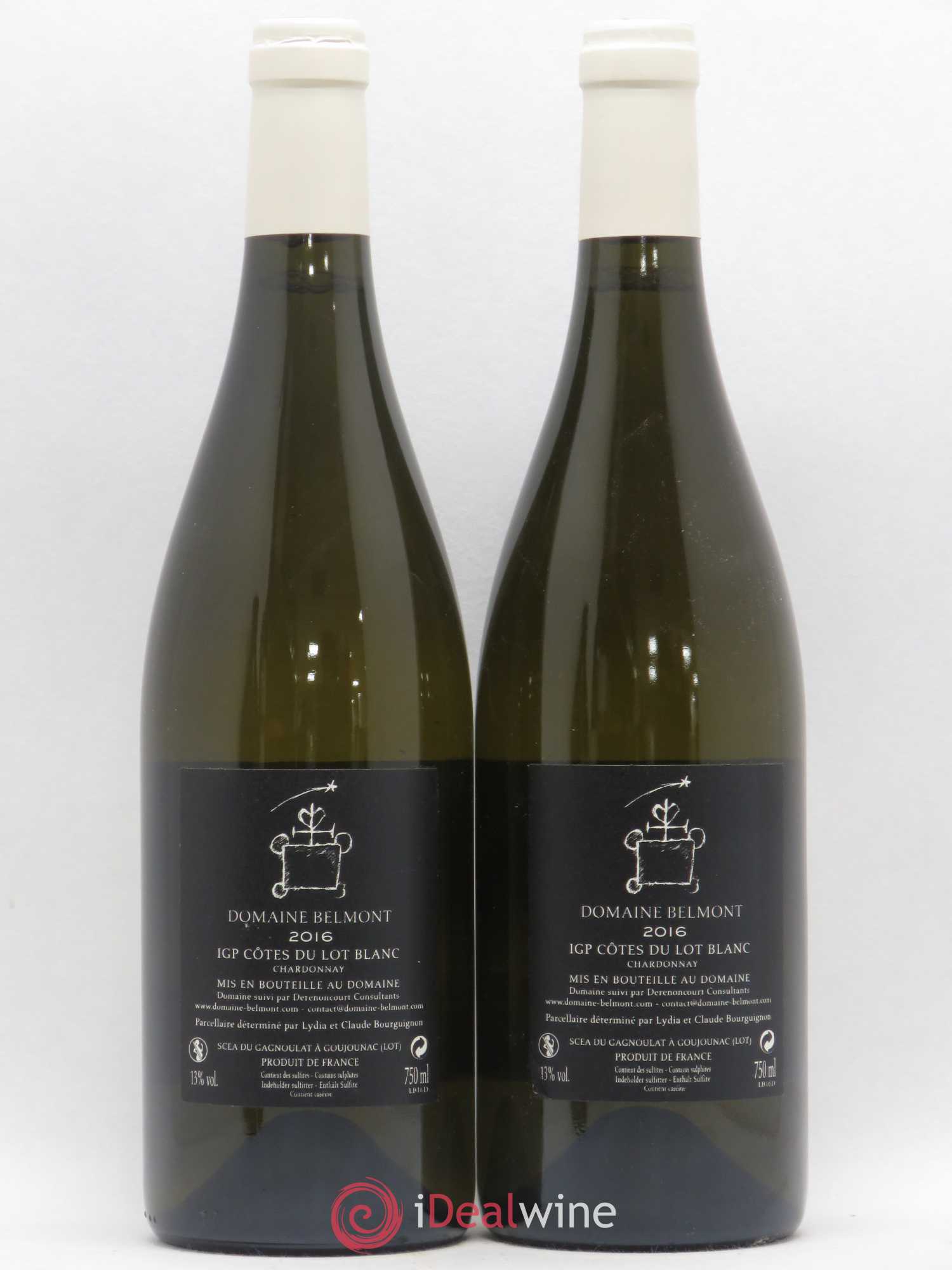 Côtes du Lot Dolmen Domaine Belmont Chardonnay (sans prix de réserve) 2016 - Lotto di 2 bottiglie - 1