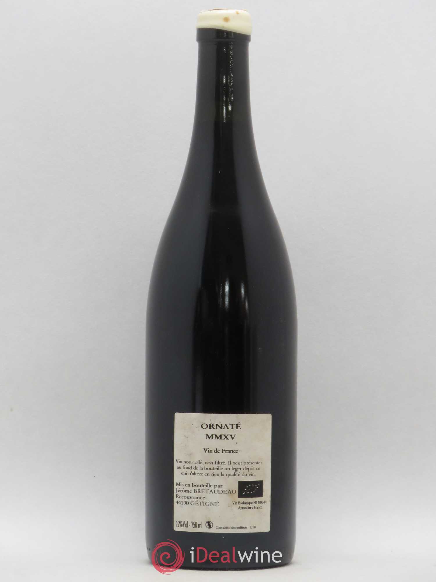 Vin de France Merlot Ornaté Jérôme Bretaudeau - Domaine de Bellevue  (sans prix de réserve) 2015 - Lot de 1 bouteille - 1