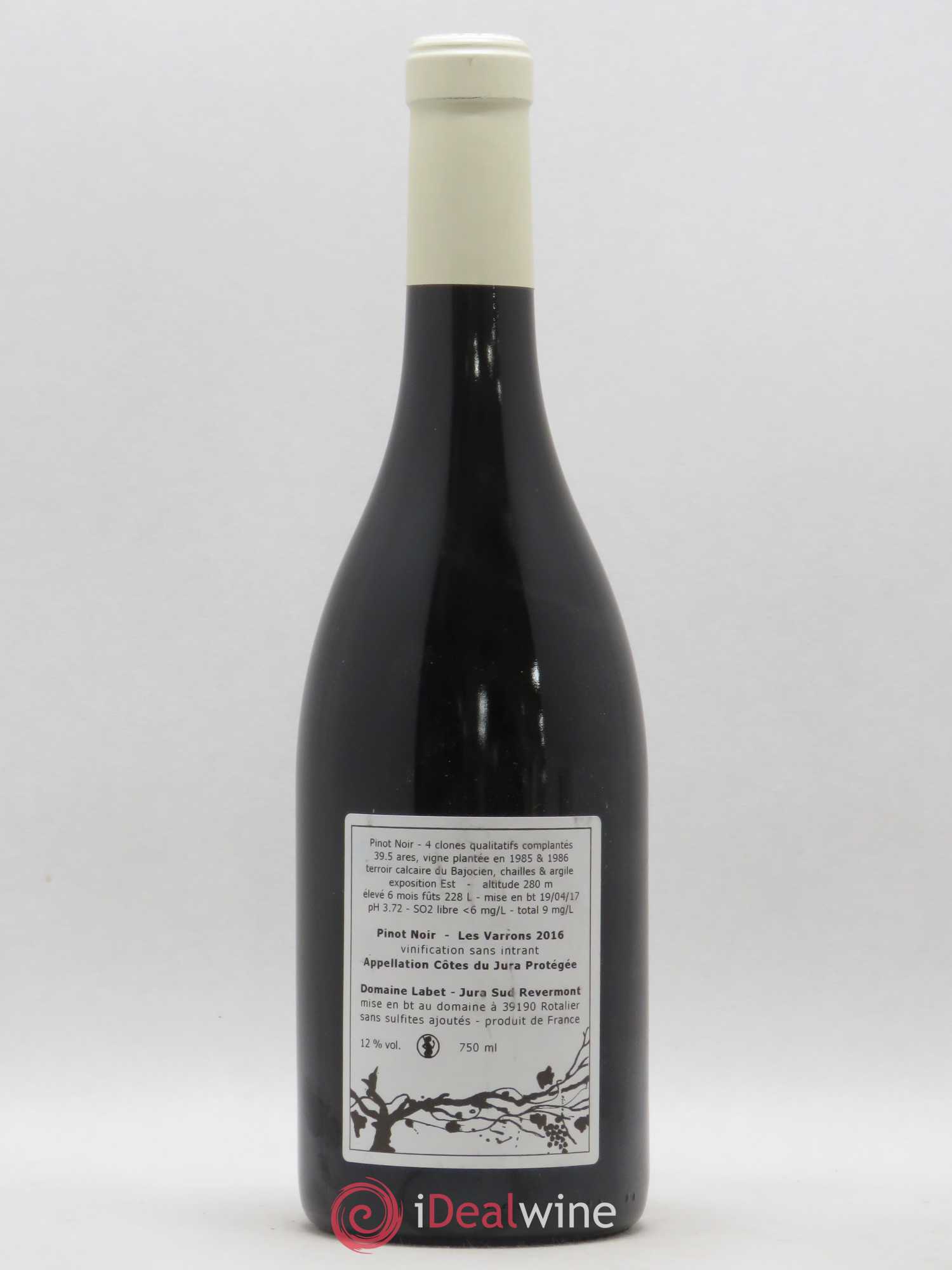 Côtes du Jura Pinot Noir Les Varrons Sélection Massale Romain - Julien - Charline Labet 2016 - Lot de 1 bouteille - 1