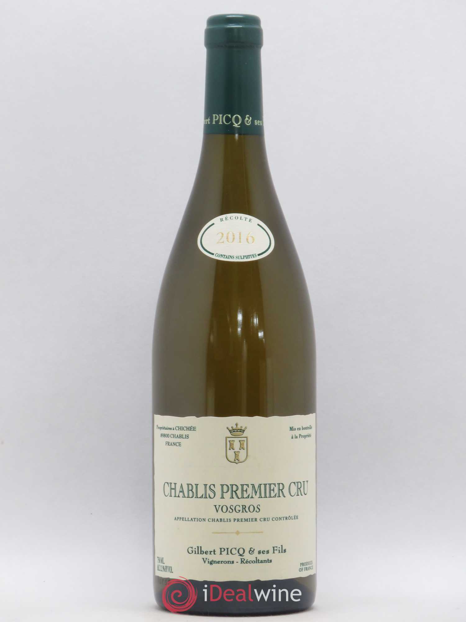 Chablis 1er Cru Vosgros Gilbert Picq et Fils 2016 - Lot de 1 bouteille - 0