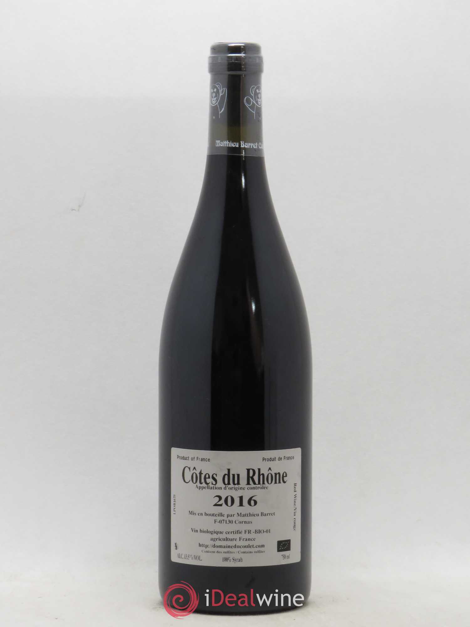 Côtes-du-Rhône Petit Ours Brun Coulet (Domaine du) - Matthieu Barret 2016 - Lot de 1 bouteille - 1