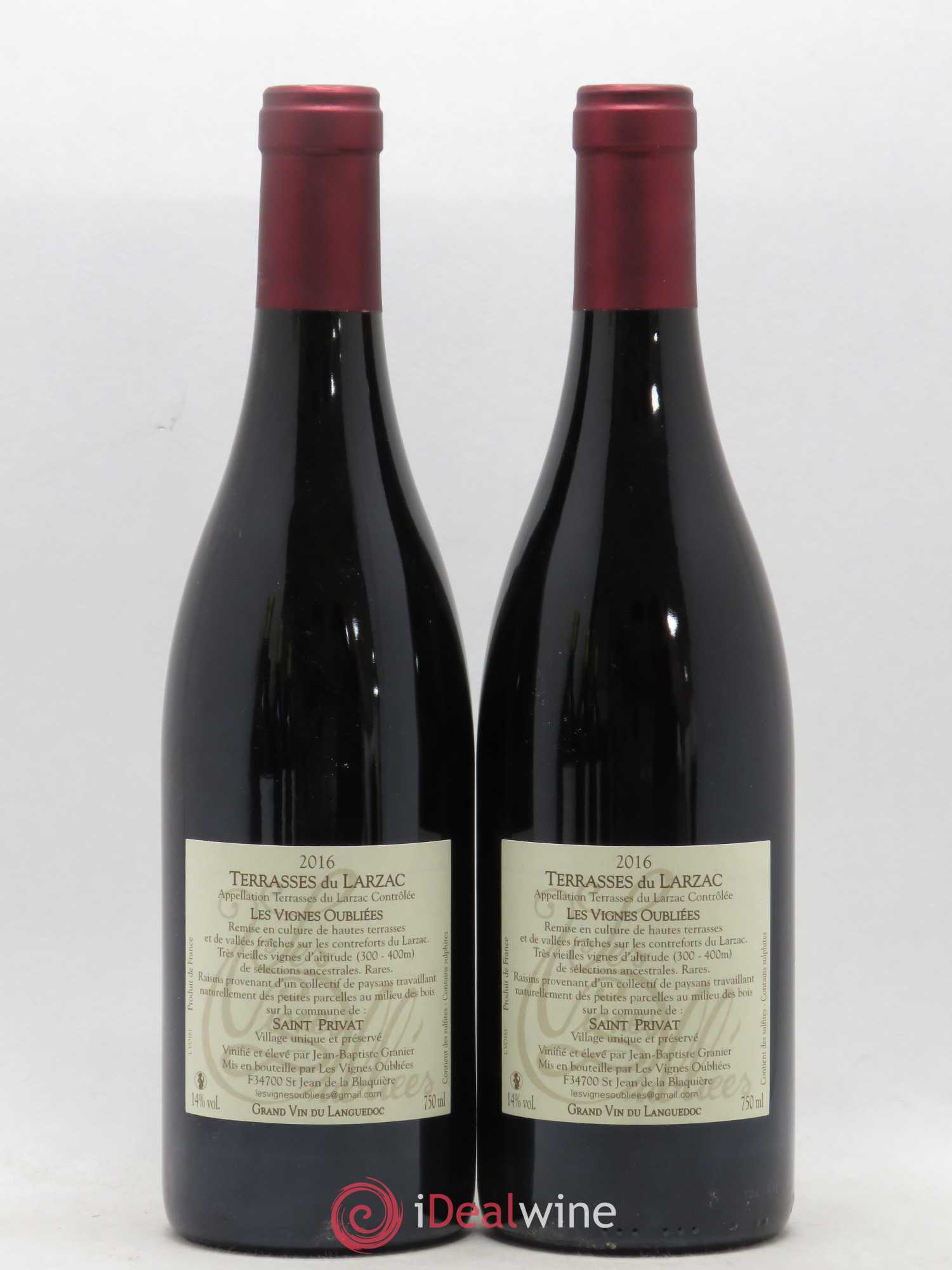 Terrasses du Larzac Les Vignes Oubliées Jean-Baptiste Granier St Privat 2016 - Lot de 2 bouteilles - 1