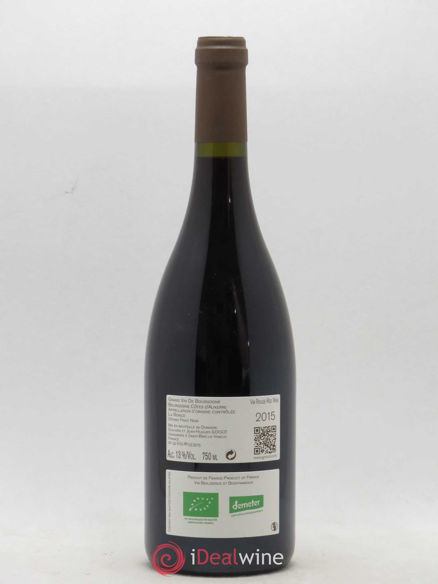 Bourgogne Côtes d'Auxerre La Ronce Goisot 2015 - Lot de 1 bouteille - 1