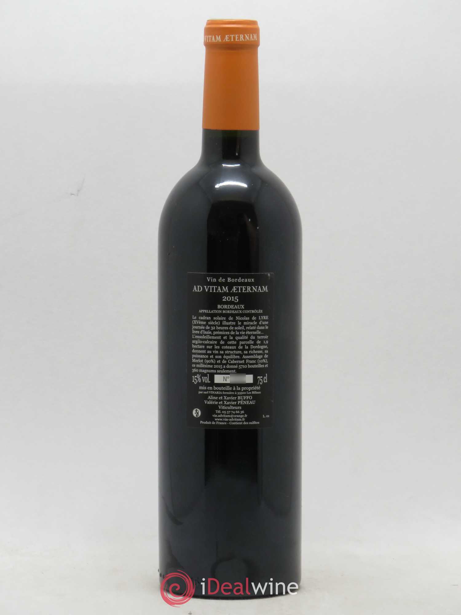 Bordeaux Ad Vitam Aeternam Buffo-Peneau 2015 - Lot de 1 bouteille - 1