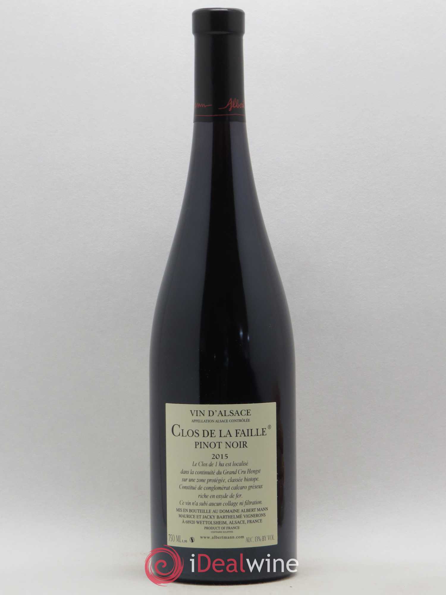 Alsace Pinot Noir Clos de la Faille Albert Mann (sans prix de réserve) 2015 - Lot de 1 bouteille - 1