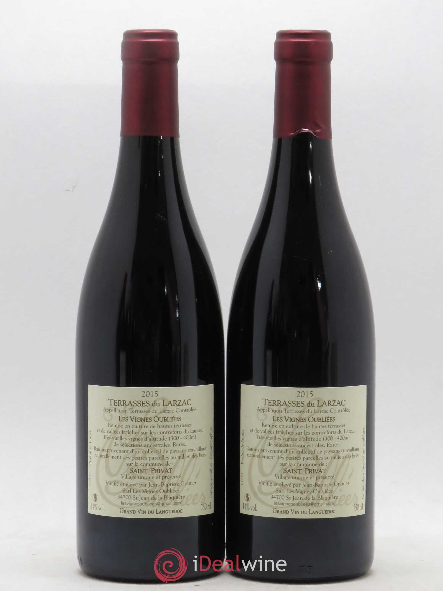 Terrasses du Larzac Les Vignes Oubliées Jean-Baptiste Granier 2015 - Lot de 2 bouteilles - 1