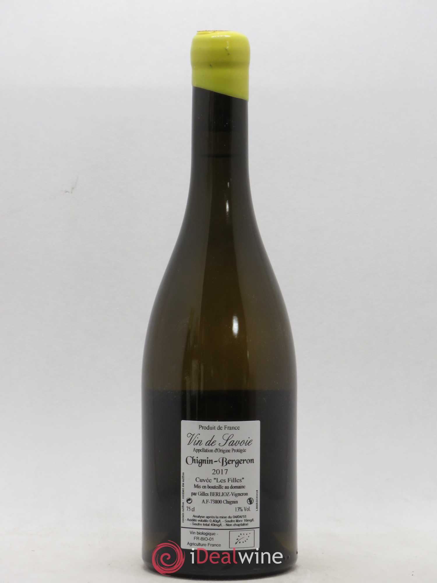 Vin de Savoie Chignin-Bergeron Les Filles Gilles Berlioz 2017 - Lot of 1 bottle - 1