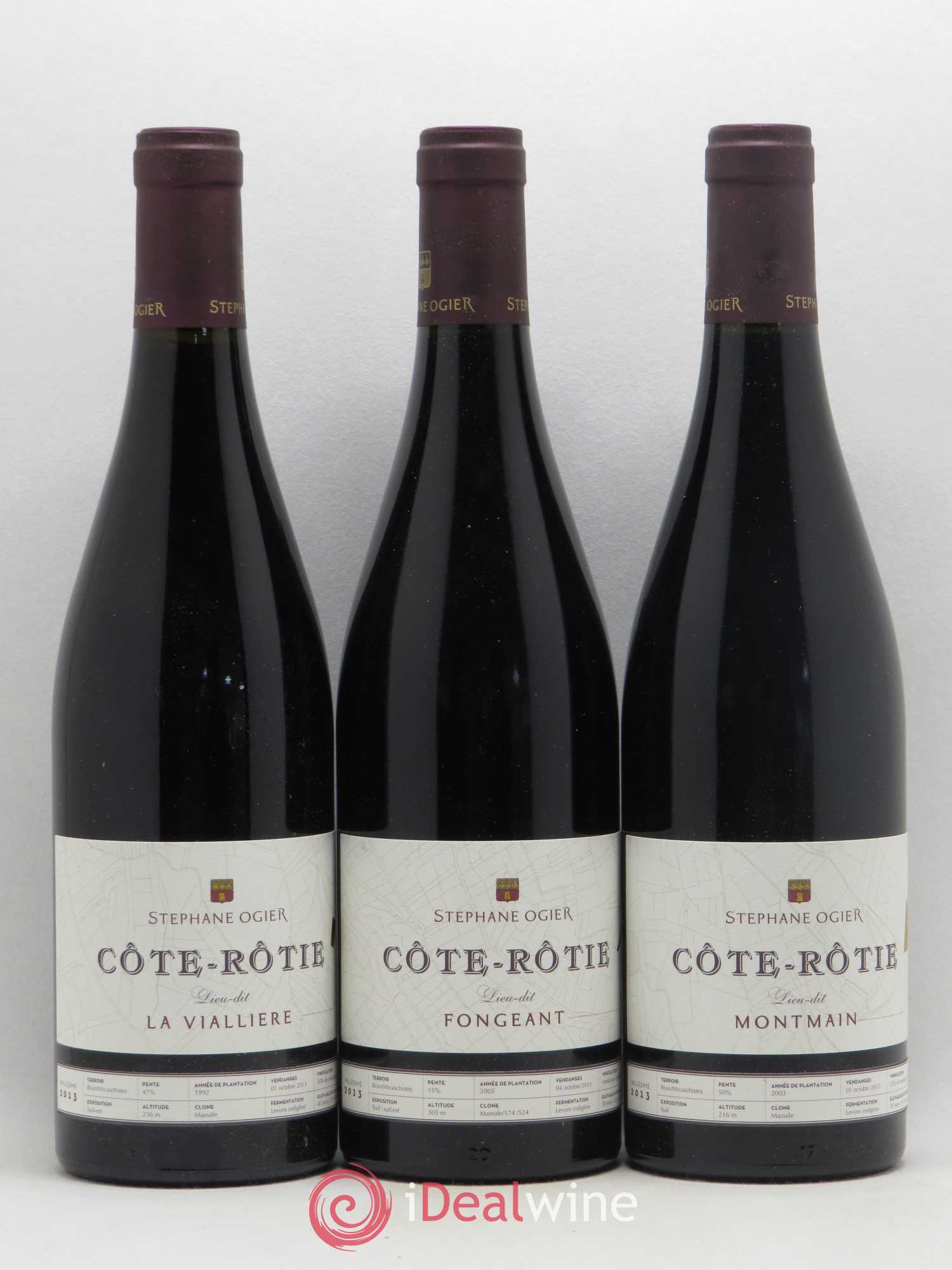 Côte-Rôtie Assortiment Sélection Lieux-Dits Bertholon - But de Monts - Cote Bodin - Fongeant - La Viaillière - Montamain Ogier 2013 - Posten von 6 Flaschen - 1