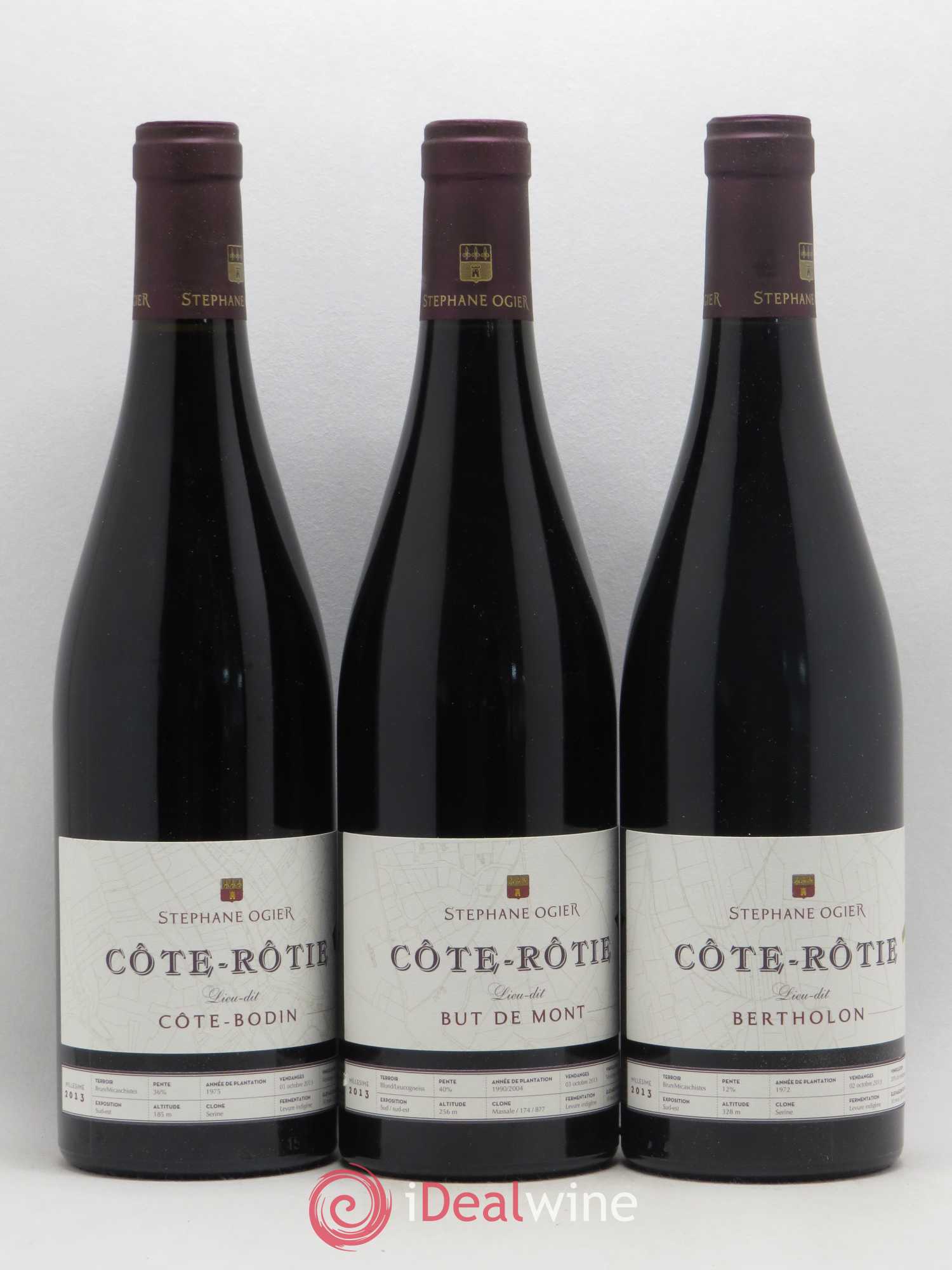 Côte-Rôtie Assortiment Sélection Lieux-Dits Bertholon - But de Monts - Cote Bodin - Fongeant - La Viaillière - Montamain Ogier 2013 - Posten von 6 Flaschen - 2