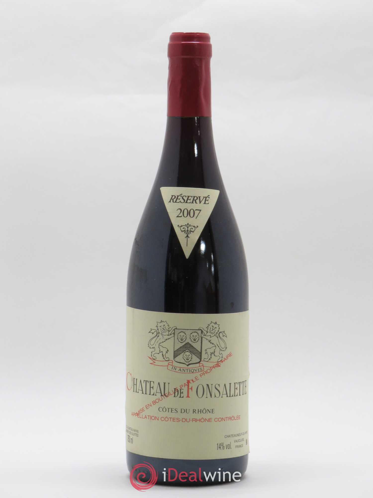 Côtes-du-Rhône Château de Fonsalette Emmanuel Reynaud 2007 - Lot de 1 bouteille - 0
