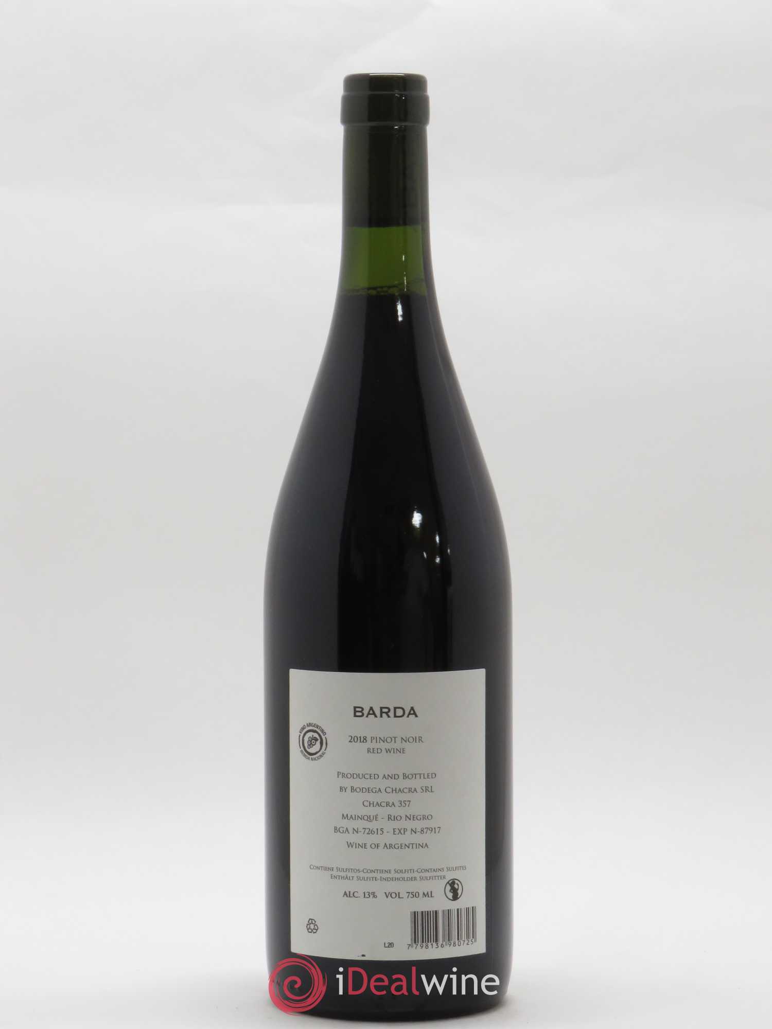 Vins Etrangers Patagonie Bodega Chacra Barda Pinot noir 2018 - Posten von 1 Flasche - 1