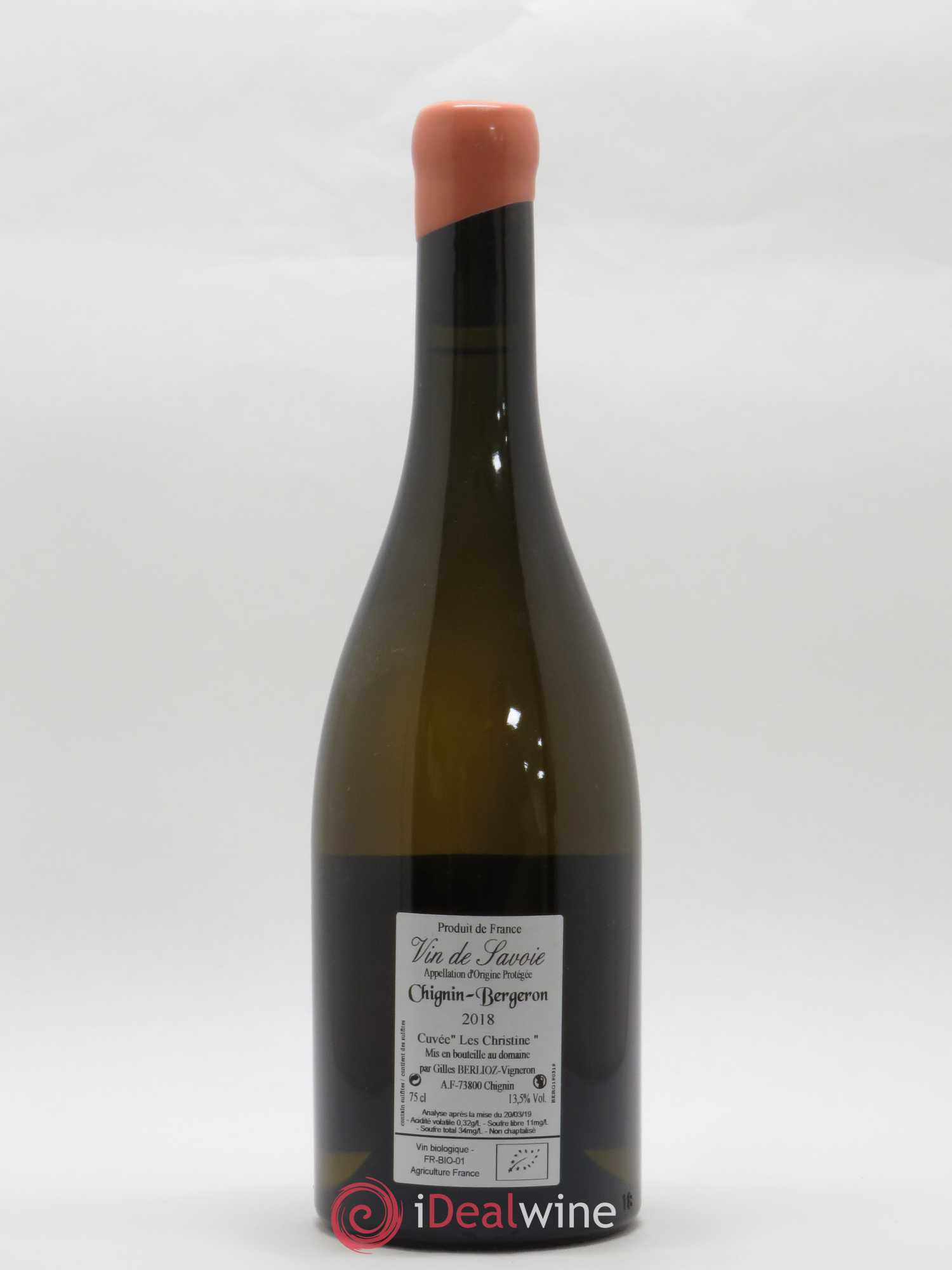 Vin de Savoie Chignin-Bergeron Les Christine Gilles Berlioz 2018 - Lot of 1 bottle - 1
