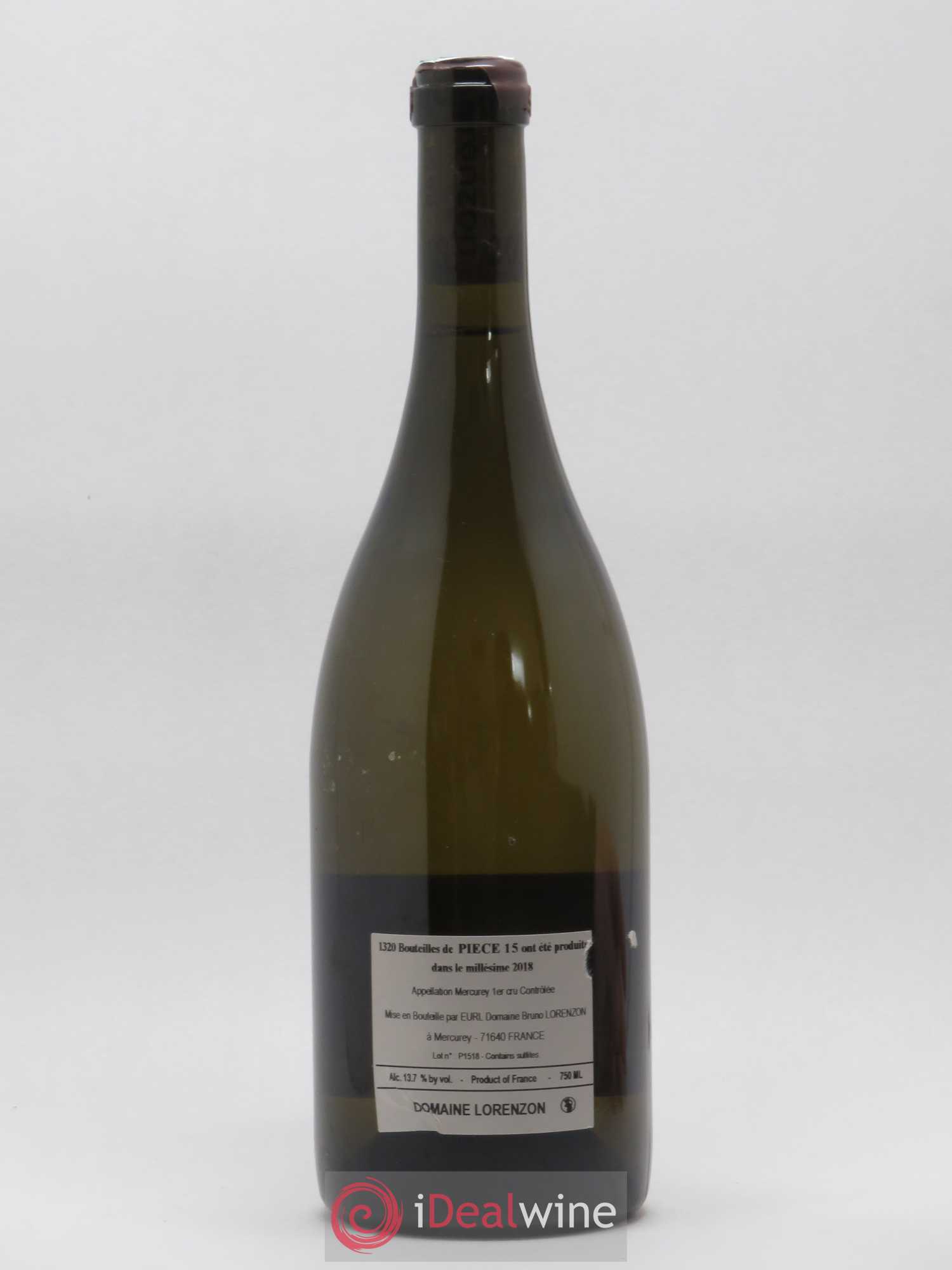 Mercurey 1er Cru Piece 15 Domaine Bruno Lorenzon 2018 - Posten von 1 Flasche - 1