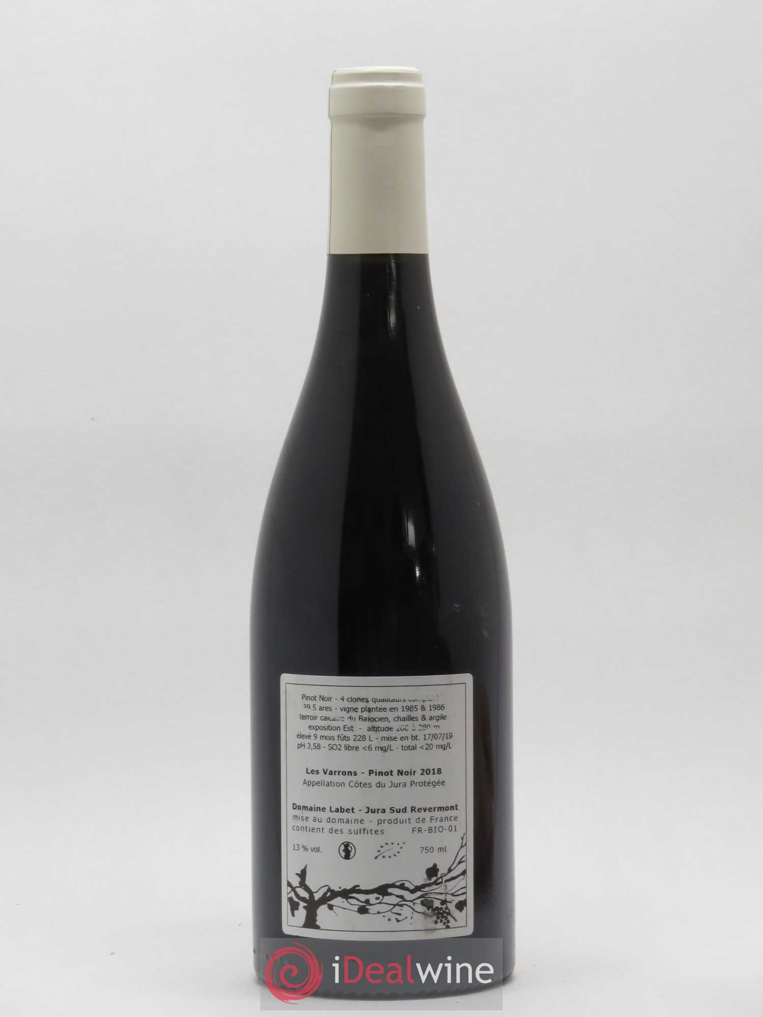 Côtes du Jura Pinot Noir Les Varrons Sélection Massale Romain - Julien - Charline Labet Séléction CLonale 2018 - Lot de 1 bouteille - 1