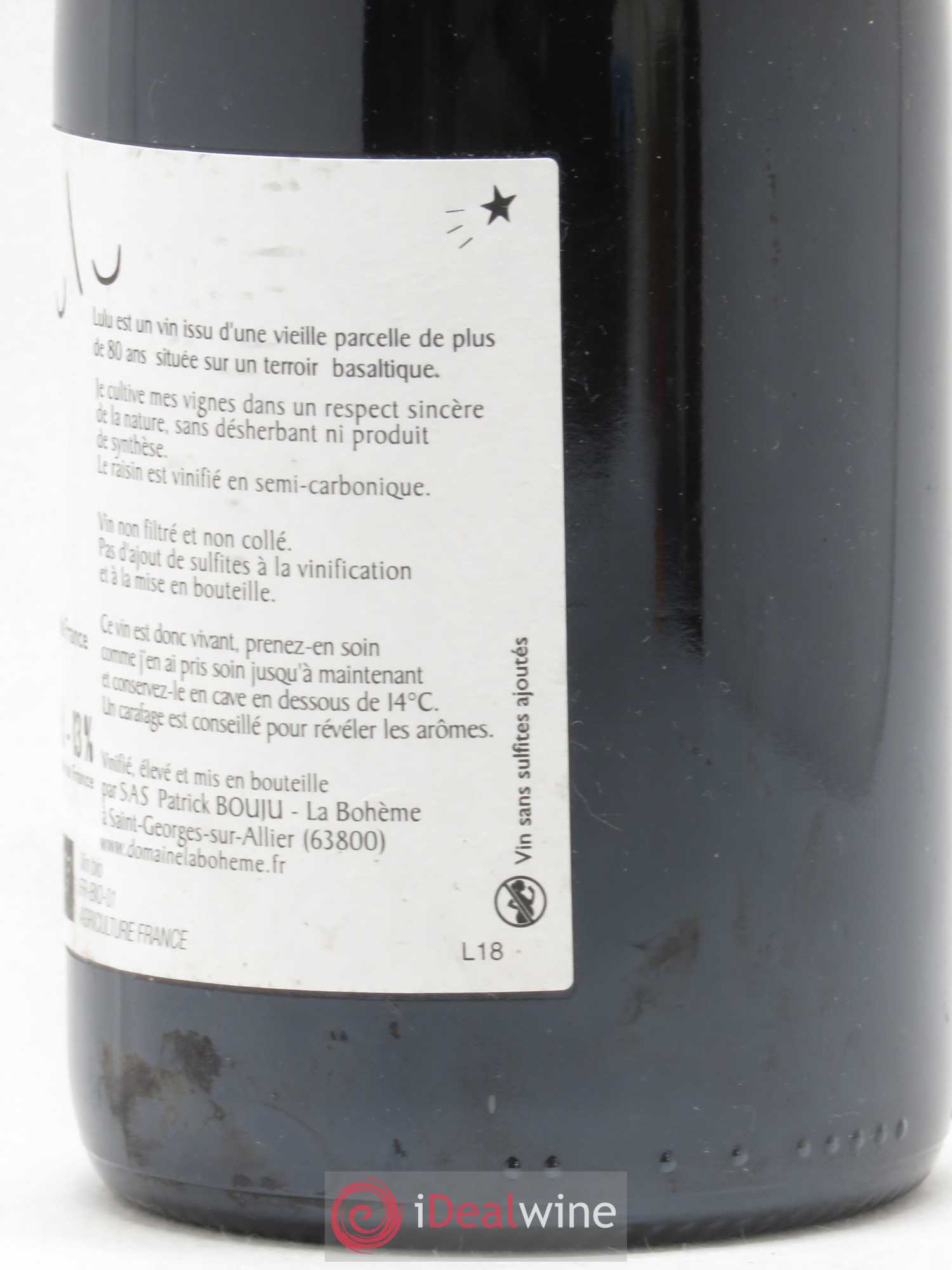 Vin de France Lulu Patrick Bouju - La Bohème 2018 - Lot de 1 bouteille - 2