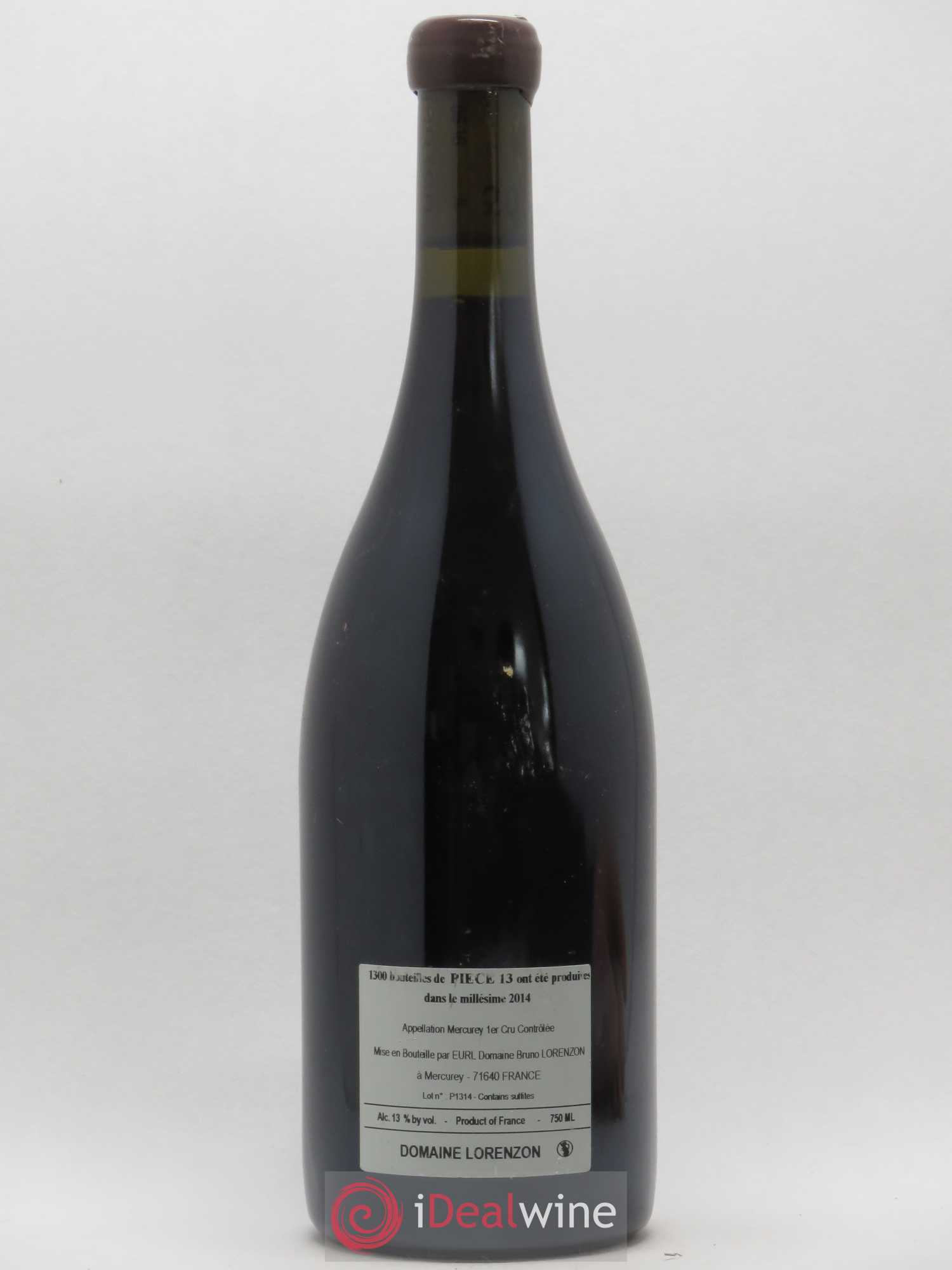 Mercurey 1er Cru Piece 13 Domaine Bruno Lorenzon 2014 - Posten von 1 Flasche - 1