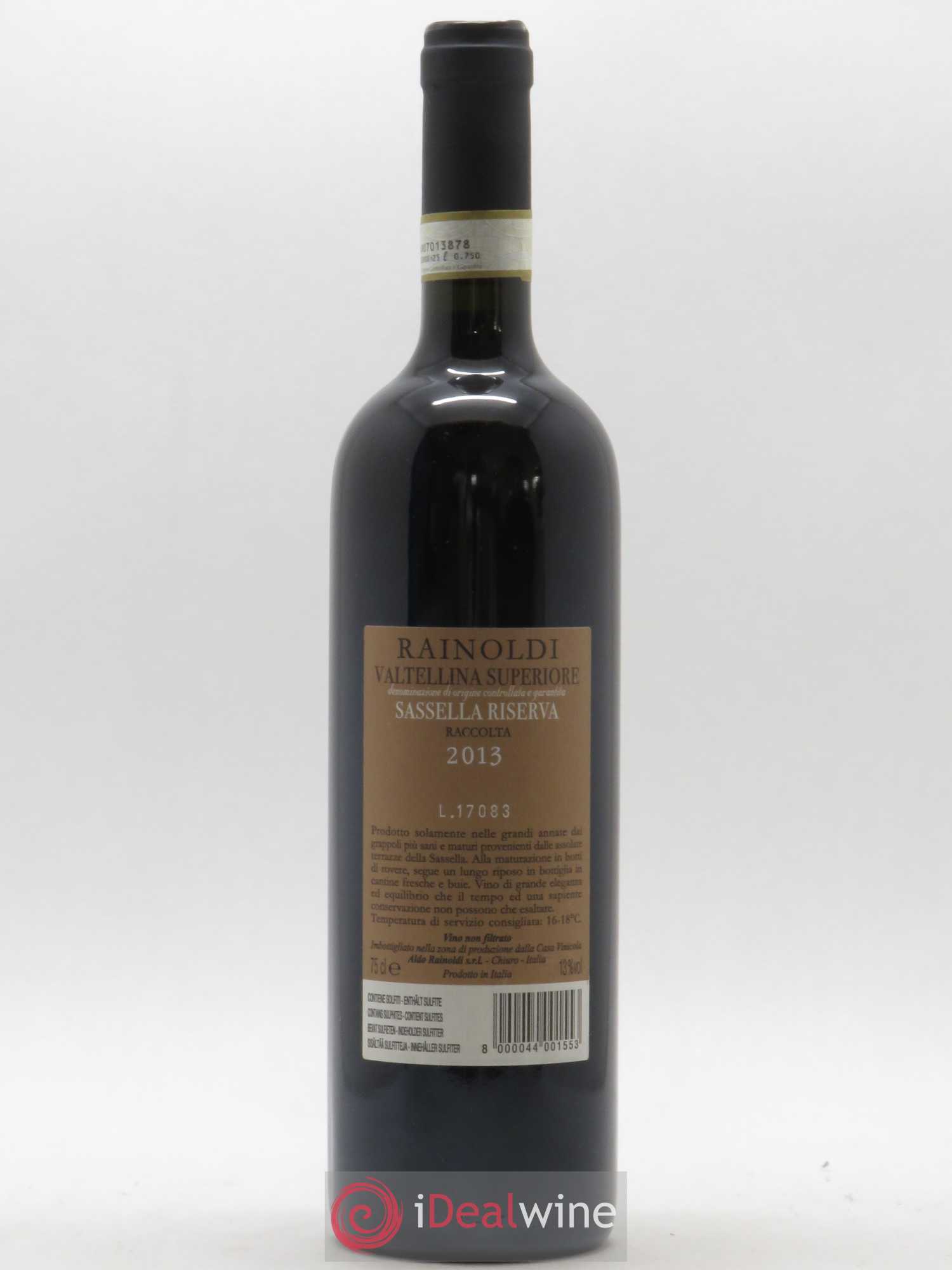 Italie Valtellina superiore Sassela riserva Rainoldi 2013 - Lot de 1 bouteille - 1