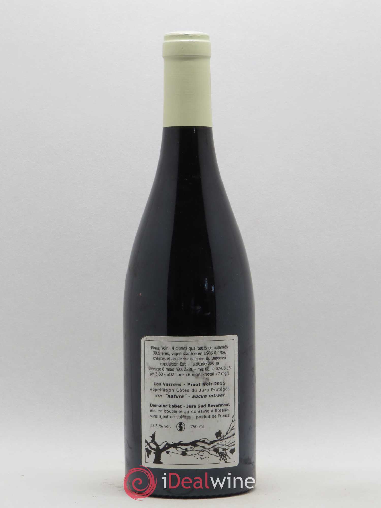 Côtes du Jura Pinot Noir Les Varrons Sélection Massale Romain - Julien  - Charline Labet  (sans prix de réserve) 2015 - Lot de 1 bouteille - 1