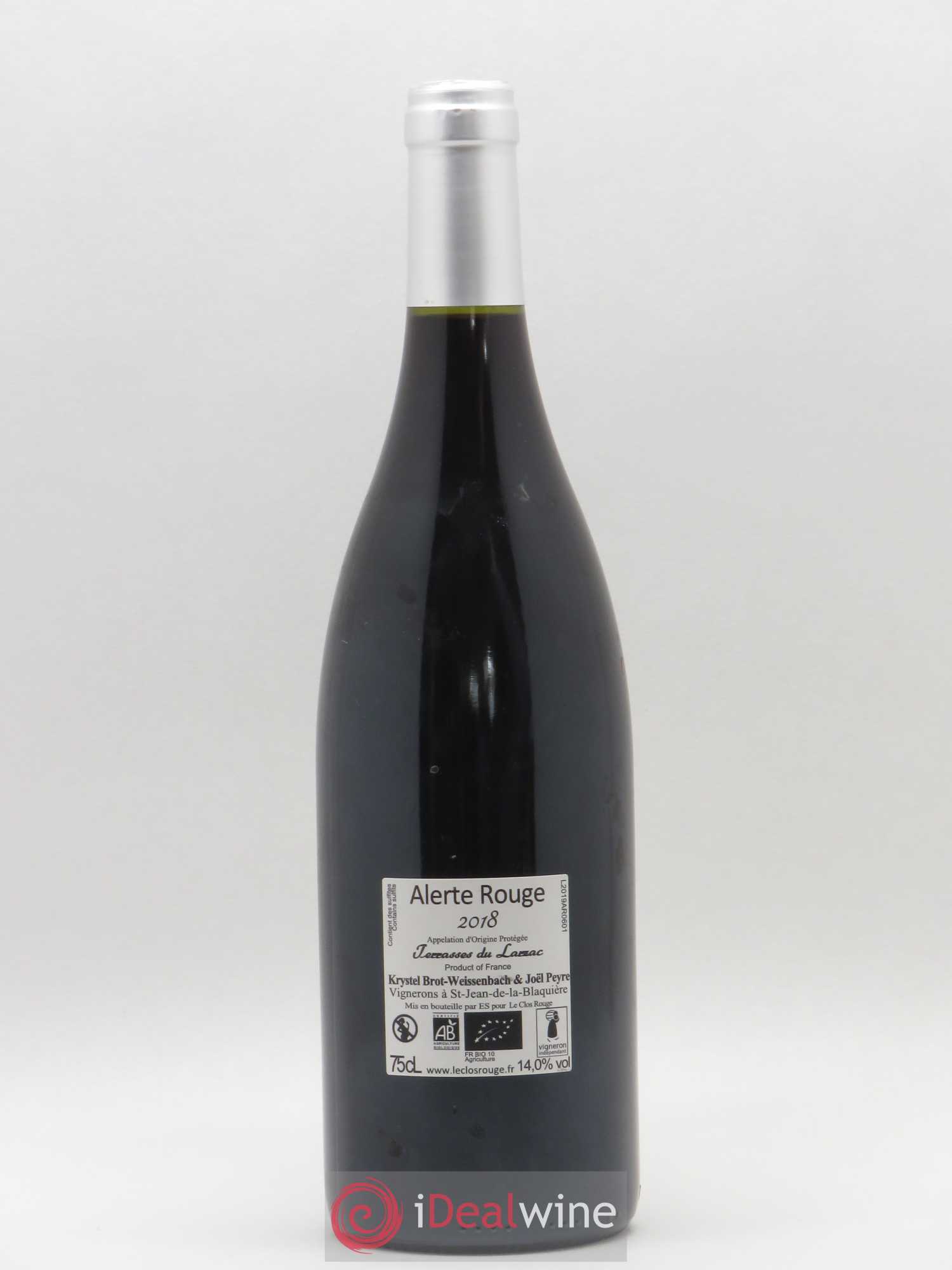 Coteaux du Languedoc Terrasses du Larzac Alerte Rouge Le Clos Rouge 2018 - Lot de 1 bouteille - 1