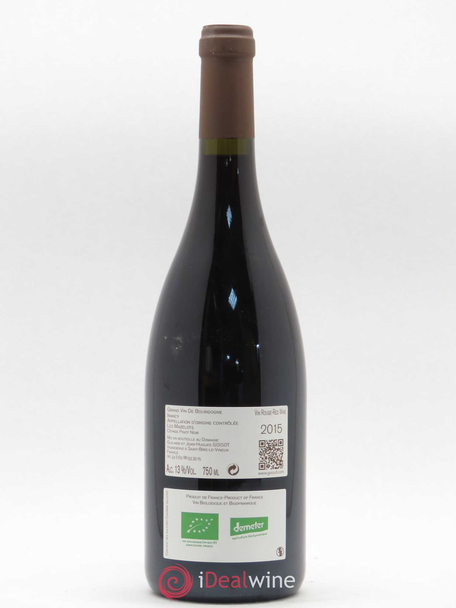 Irancy Les Mazelots Goisot (sans prix de réserve) 2015 - Posten von 1 Flasche - 1