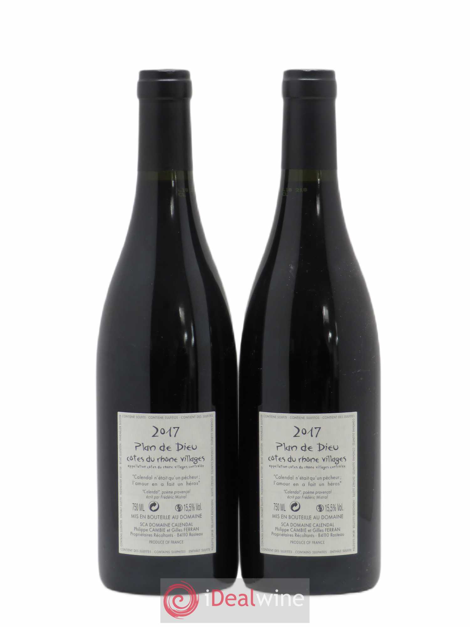 Côtes-du-Rhône Plan de Dieu Calendal Philippe Cambie 2017 - Posten von 2 Flaschen - 1