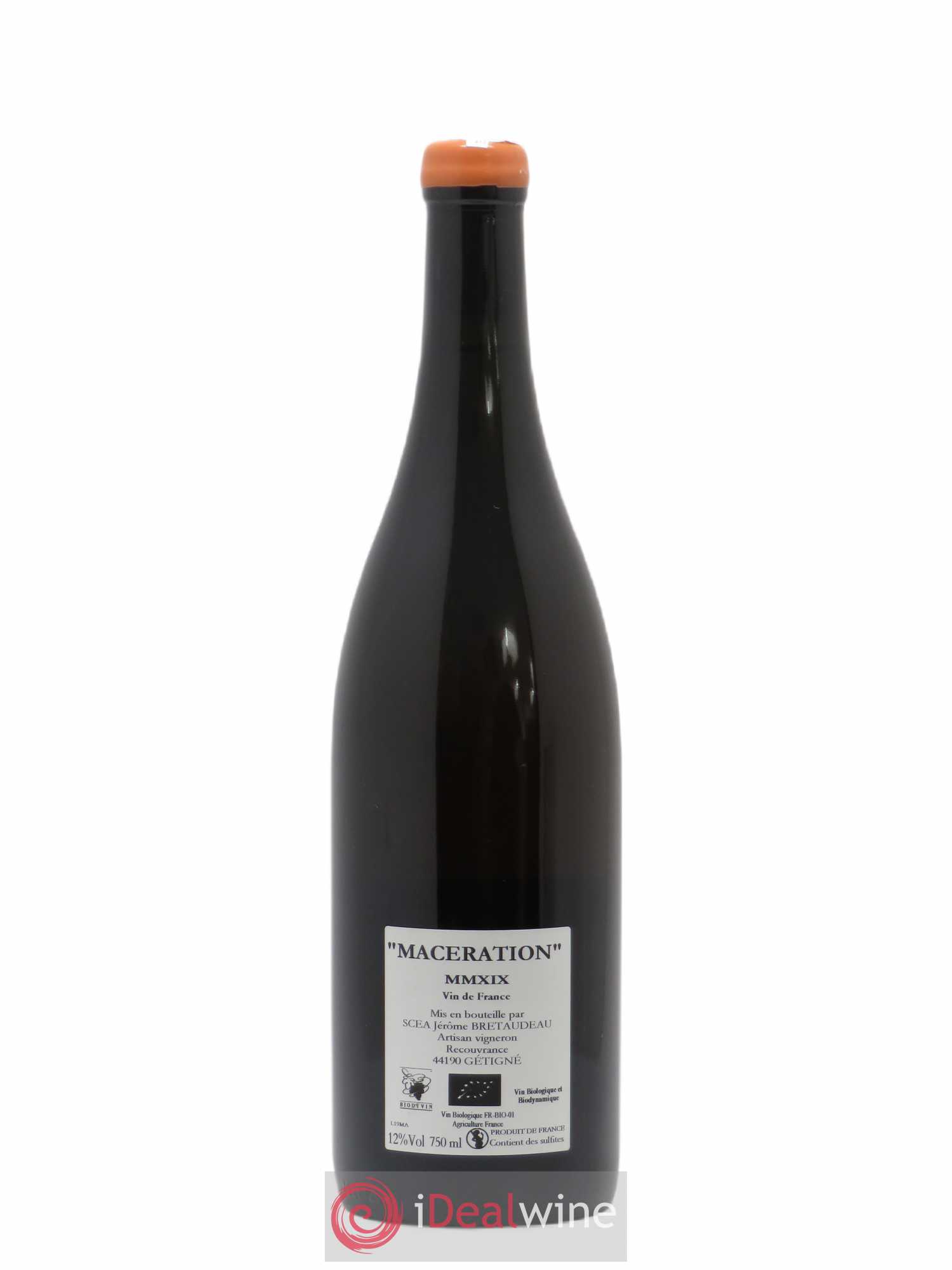 Vin de France Macération Jérôme Bretaudeau - Domaine de Bellevue 2019 - Lot de 1 bouteille - 1