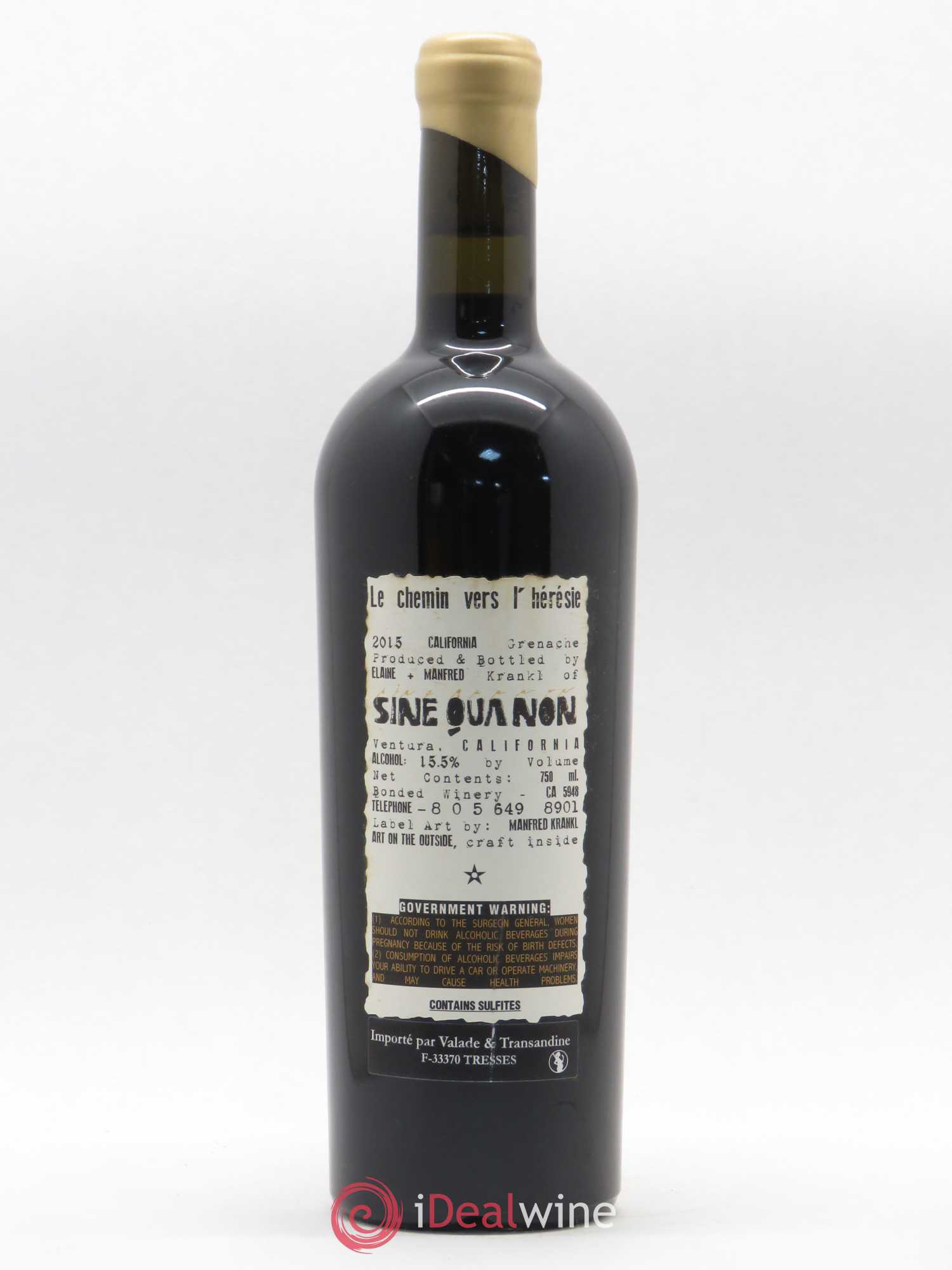 Santa Barbara Sine Qua Non Le Chemin vers l'Hérésie Manfred Krankl 2015 - Lot de 1 bouteille - 1