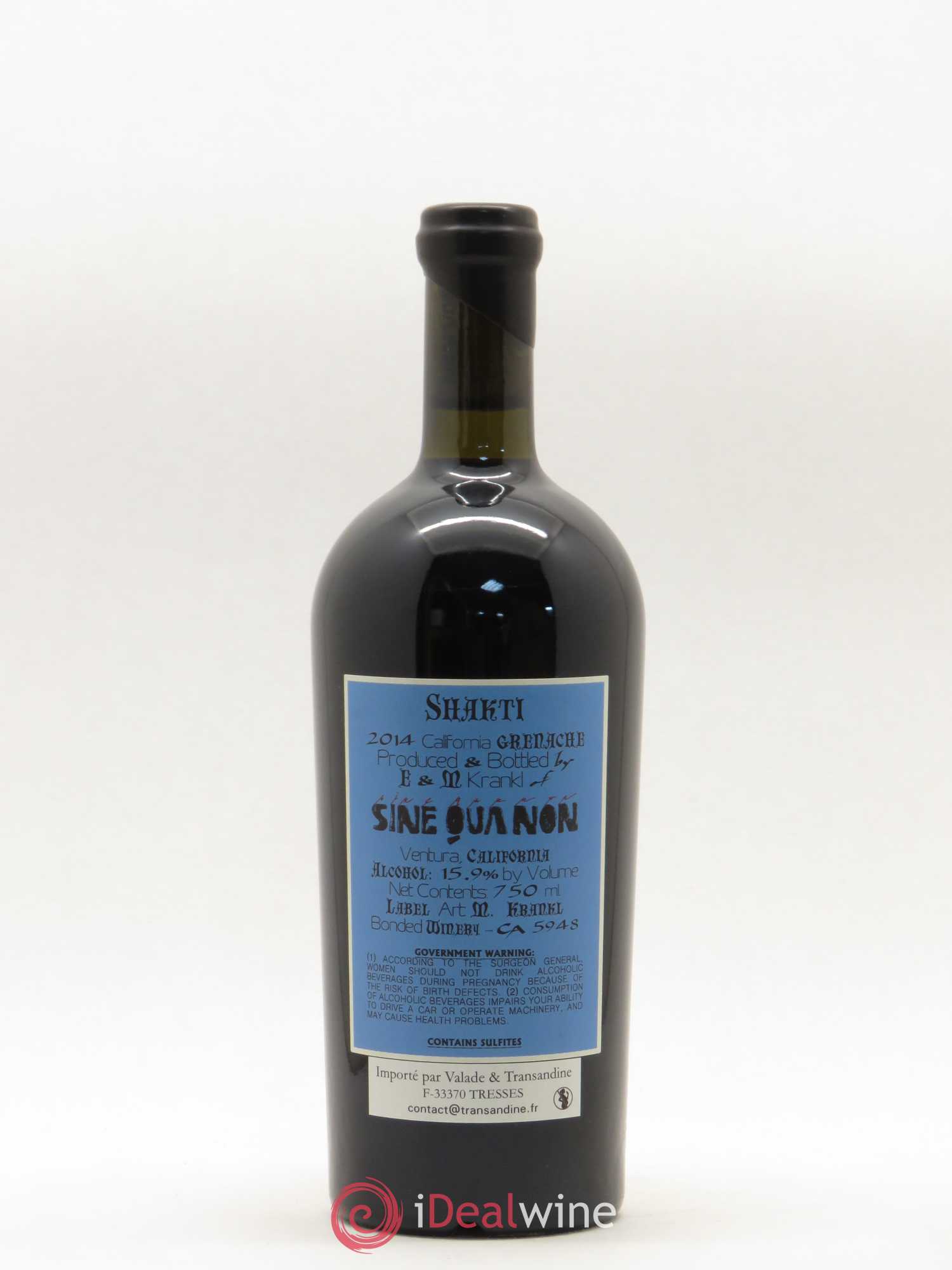 Santa Barbara Sine Qua Non Shakti Grenache Manfred Krankl 2014 - Lot de 1 bouteille - 1