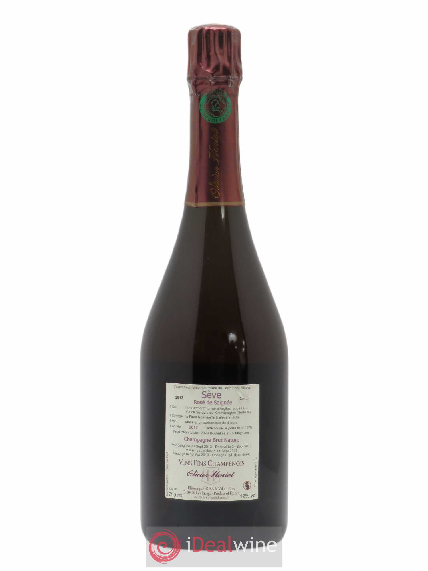 Sève en Barmont Brut Nature Olivier Horiot 2012 - Lot de 1 bouteille - 1