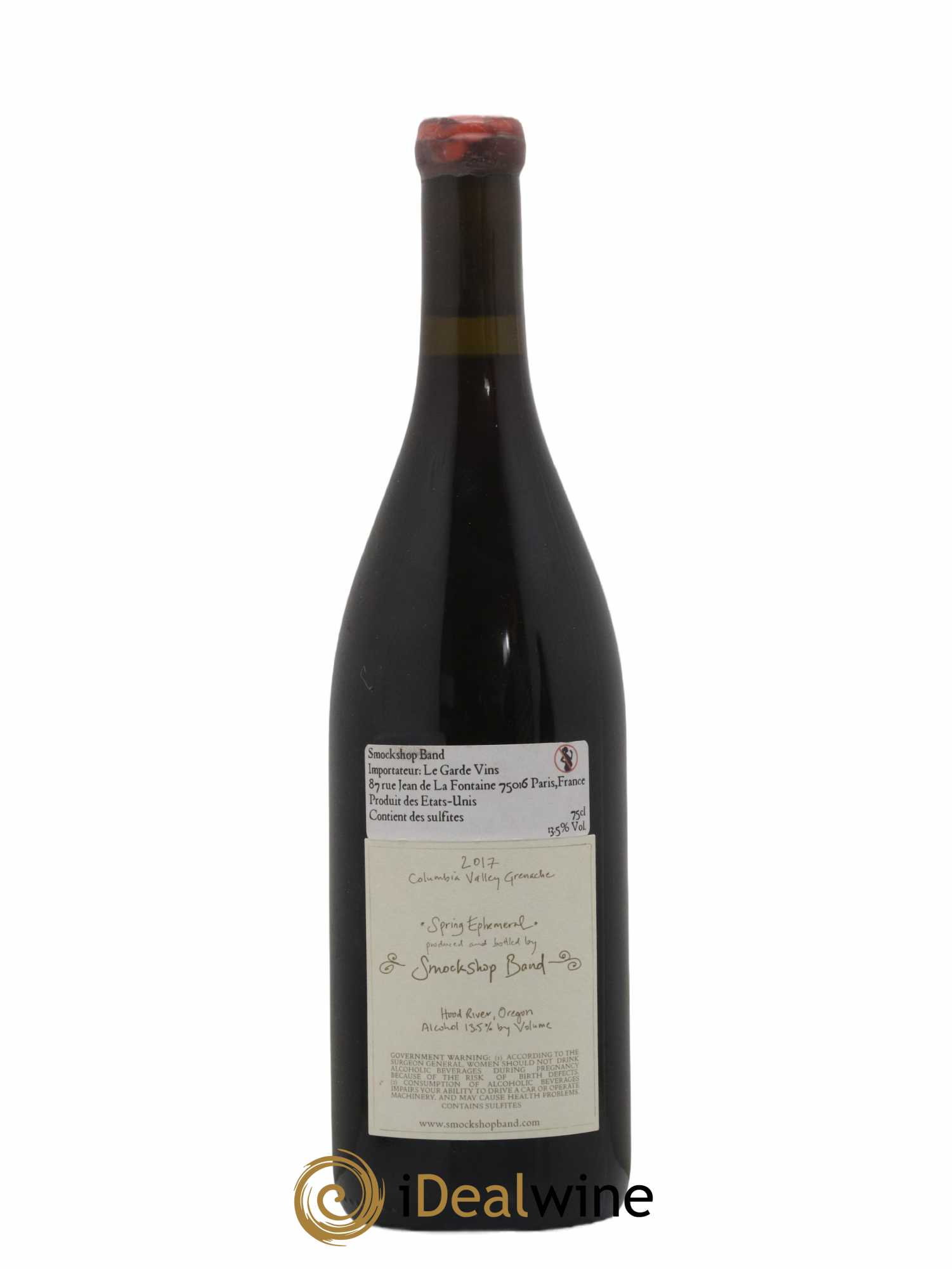 Columbia Gorge Smockshop Band Valley Spring Ephemeral Hiyu Farm Grenache 2017 - Lot of 1 bottle - 1