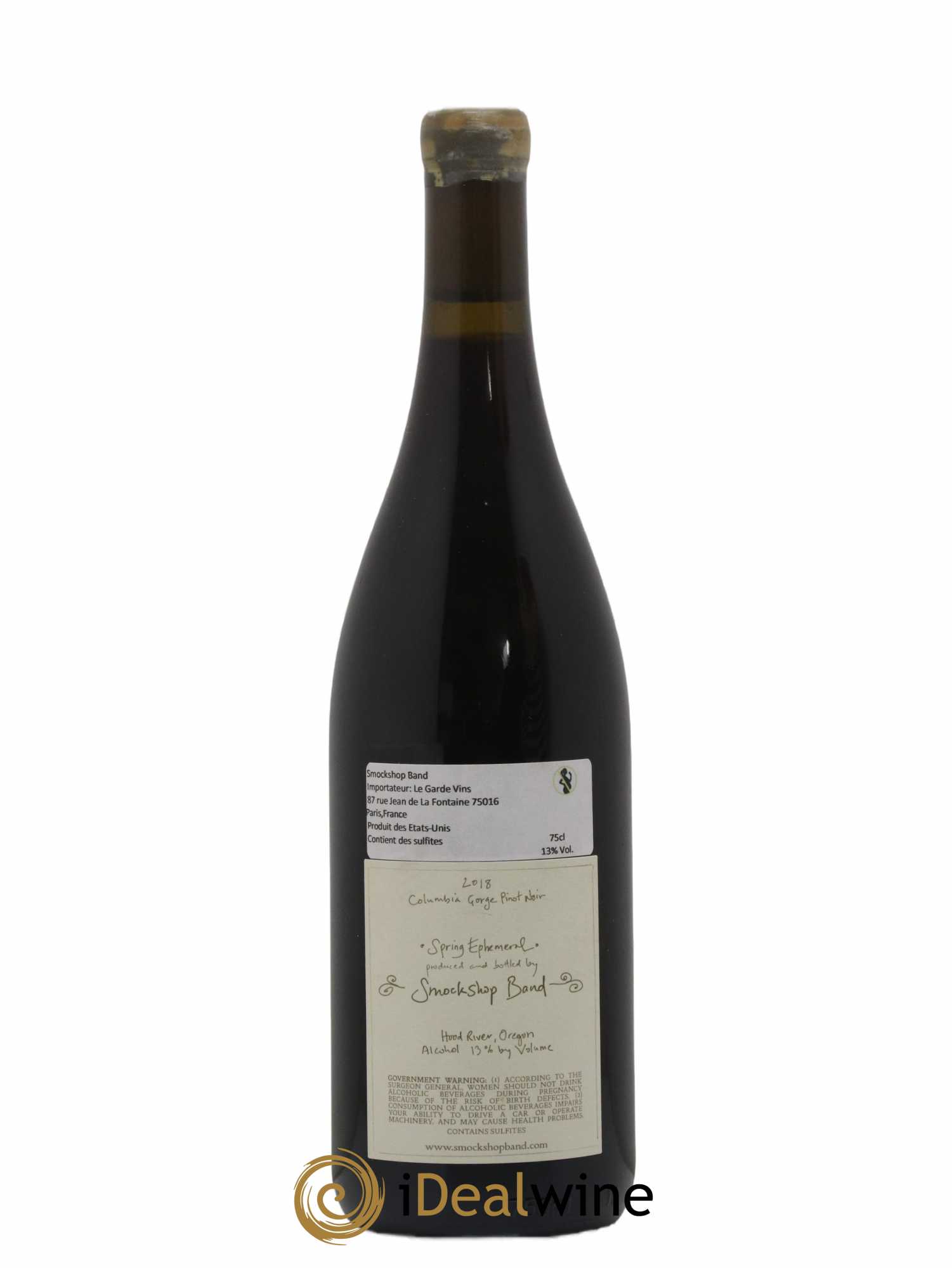 Columbia Gorge Smockshop Band Spring Ephemeral Pinot Noir Hiyu Farm 2018 - Lot of 1 bottle - 1