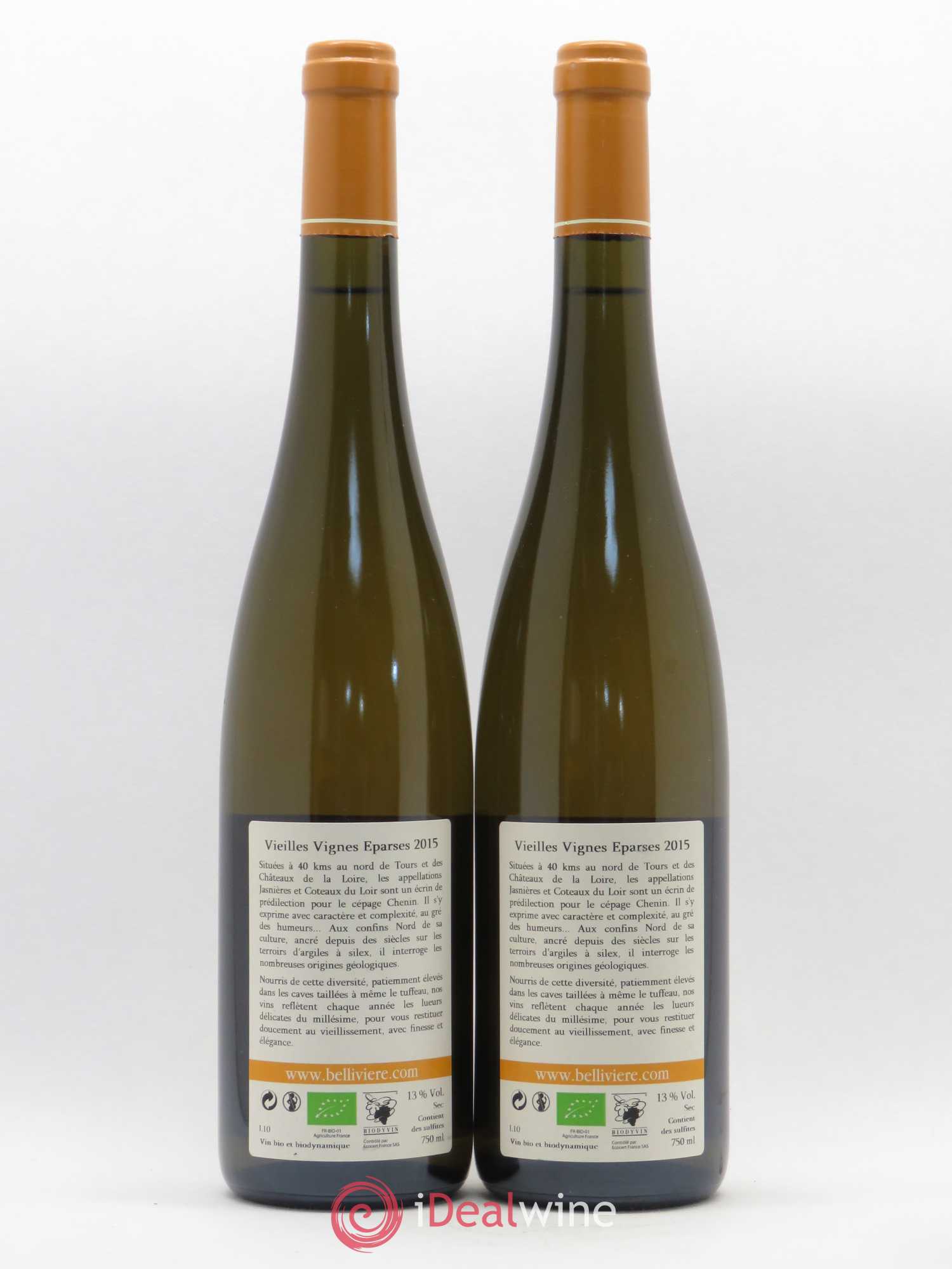 Coteaux du Loir Vieilles Vignes Eparses Domaine de Bellivière (sans prix de réserve) 2015 - Lot de 2 bouteilles - 1