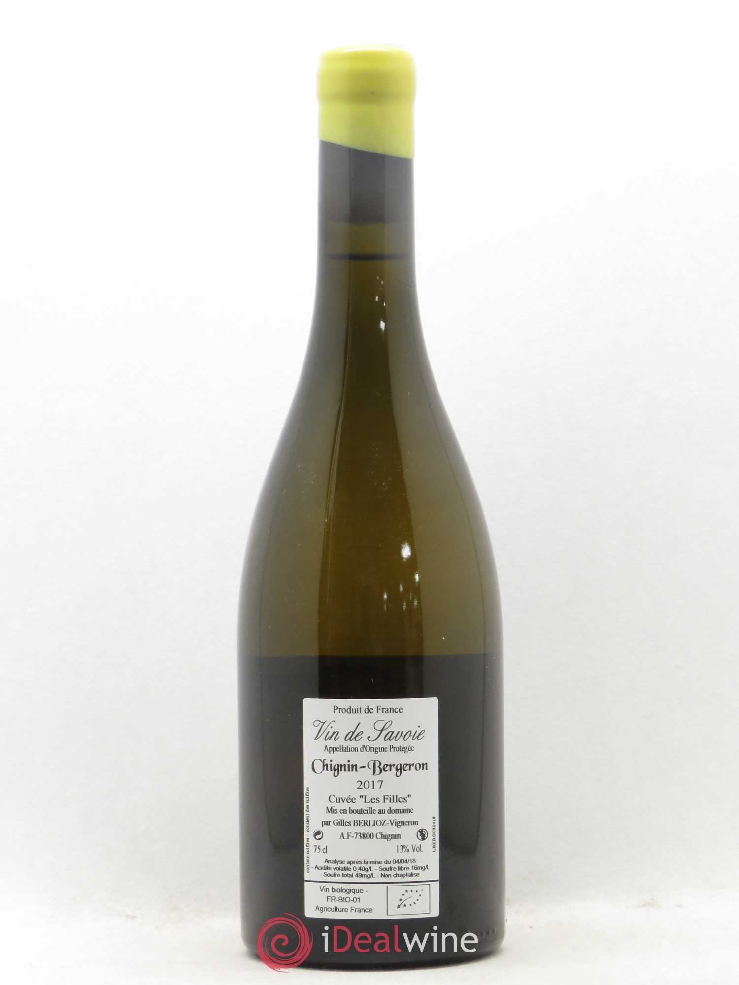 Vin de Savoie Chignin-Bergeron Les Filles Gilles Berlioz  (sans prix de réserve) 2017 - Lot de 1 bouteille - 1